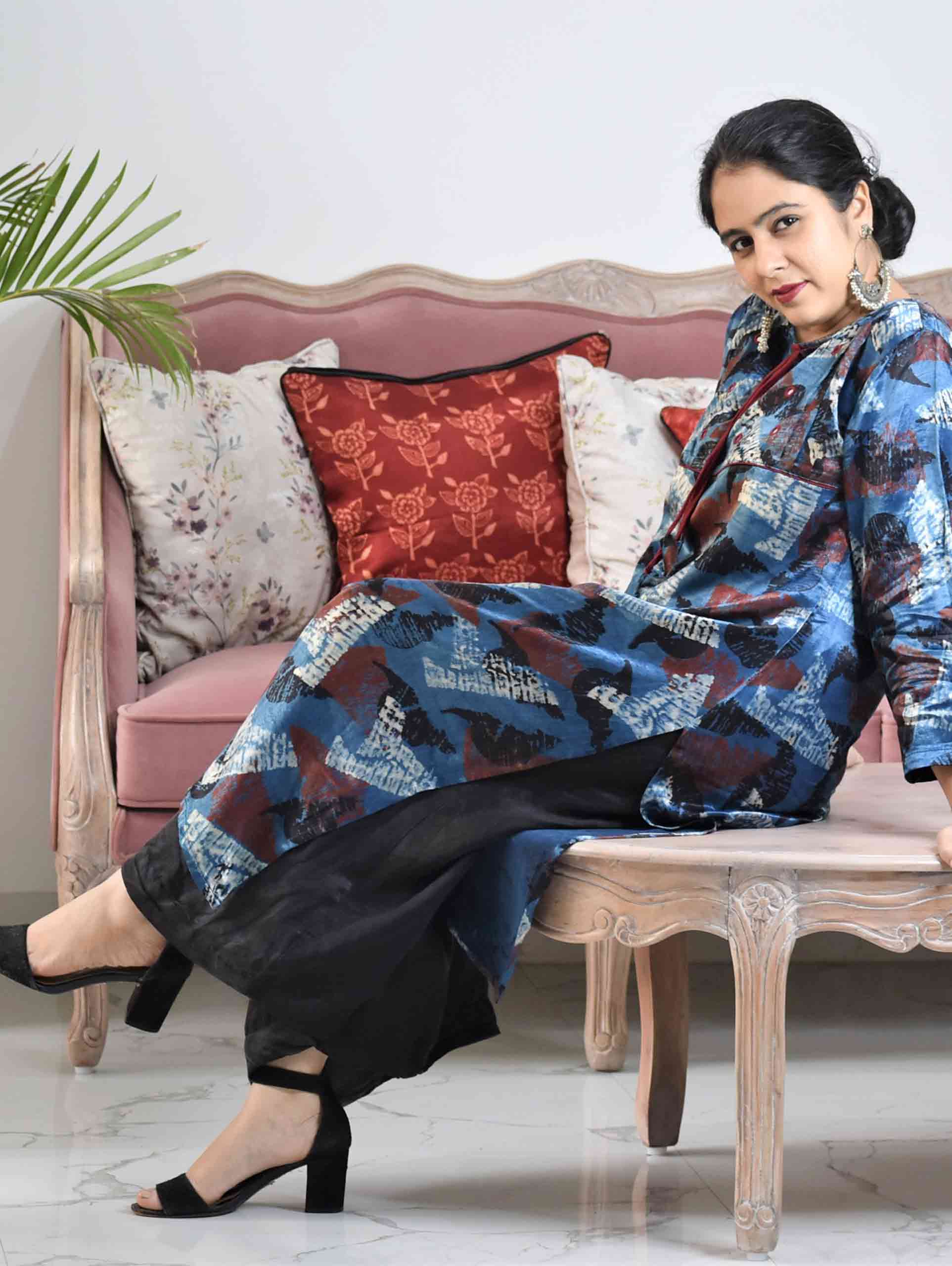 Ajrakh Mashru Silk kurtis