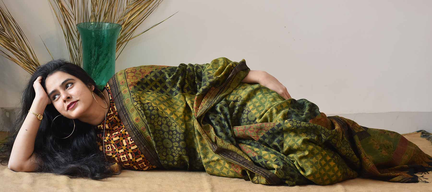 Ajrakh Eri Silk Ahimsa Silk saree