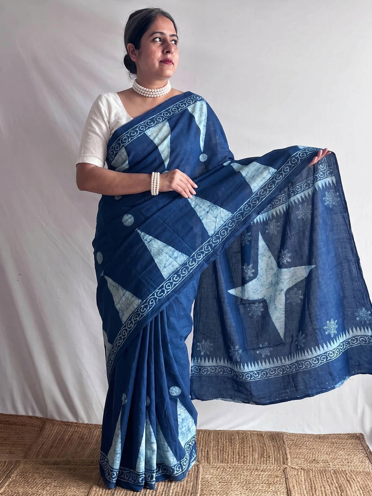 Rehma - Indigo mul cotton saree