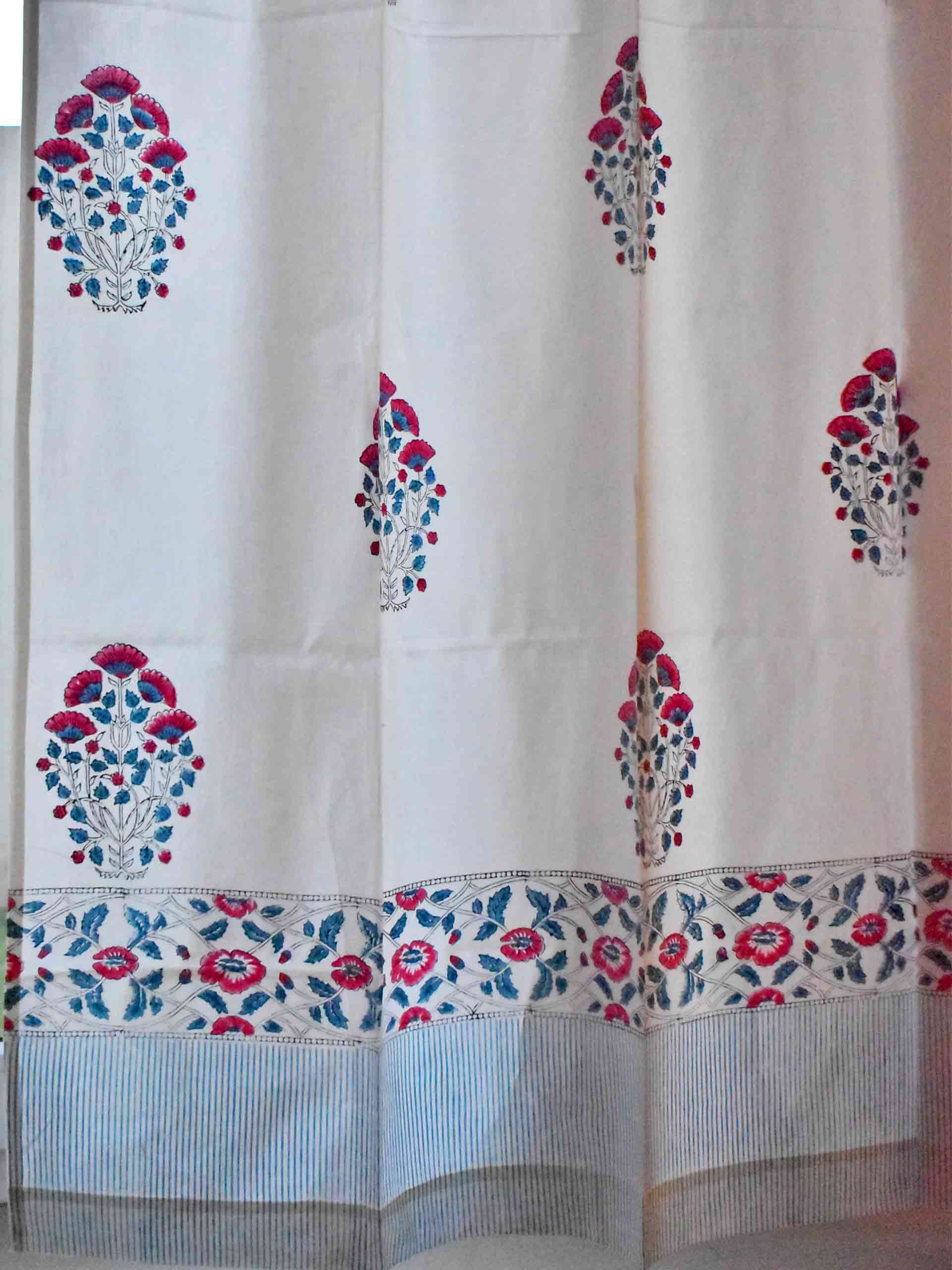Pink Indigo - Hand block printed curtain (6 ft)