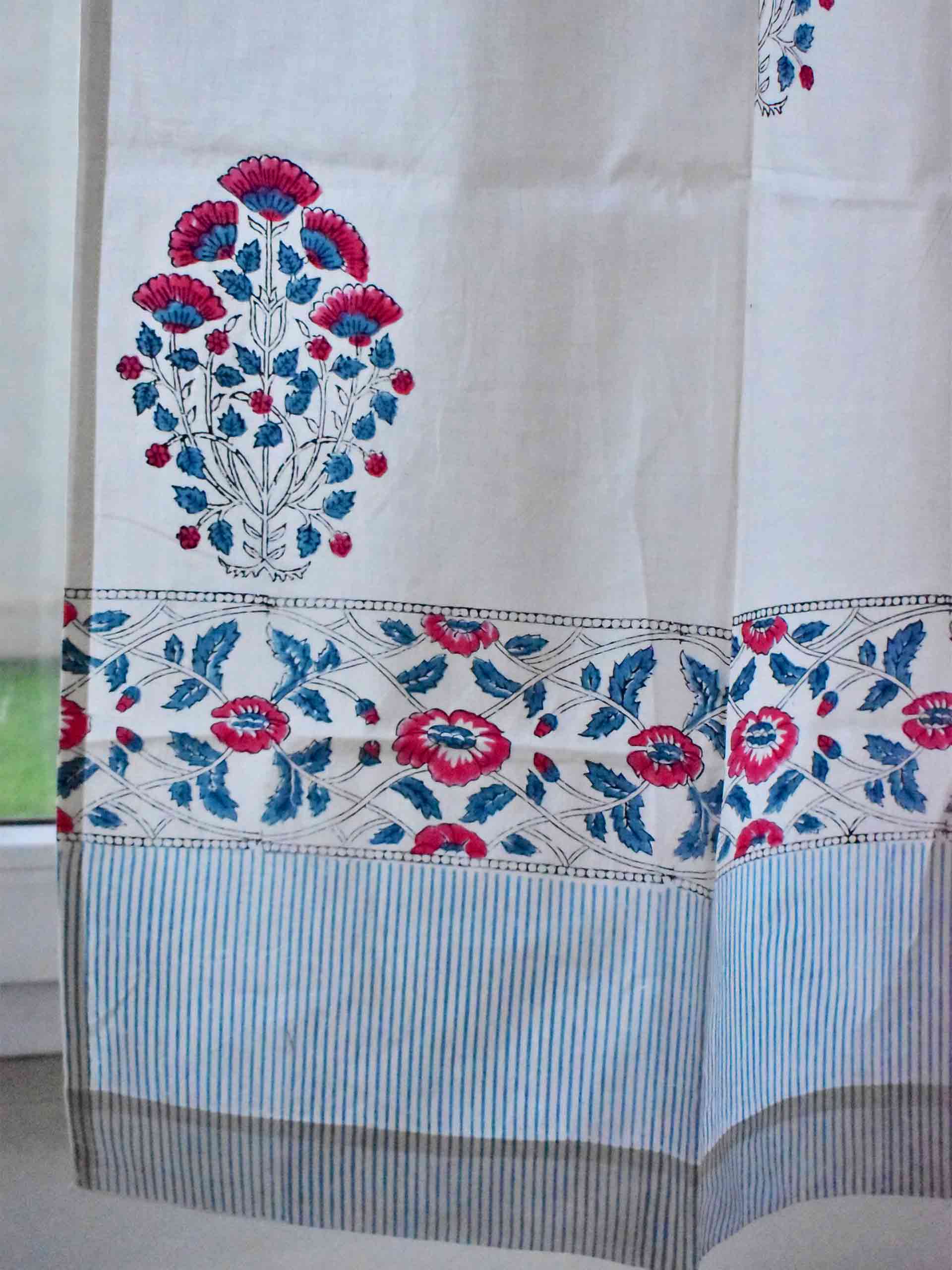 Pink Indigo - Hand block printed curtain (6 ft)
