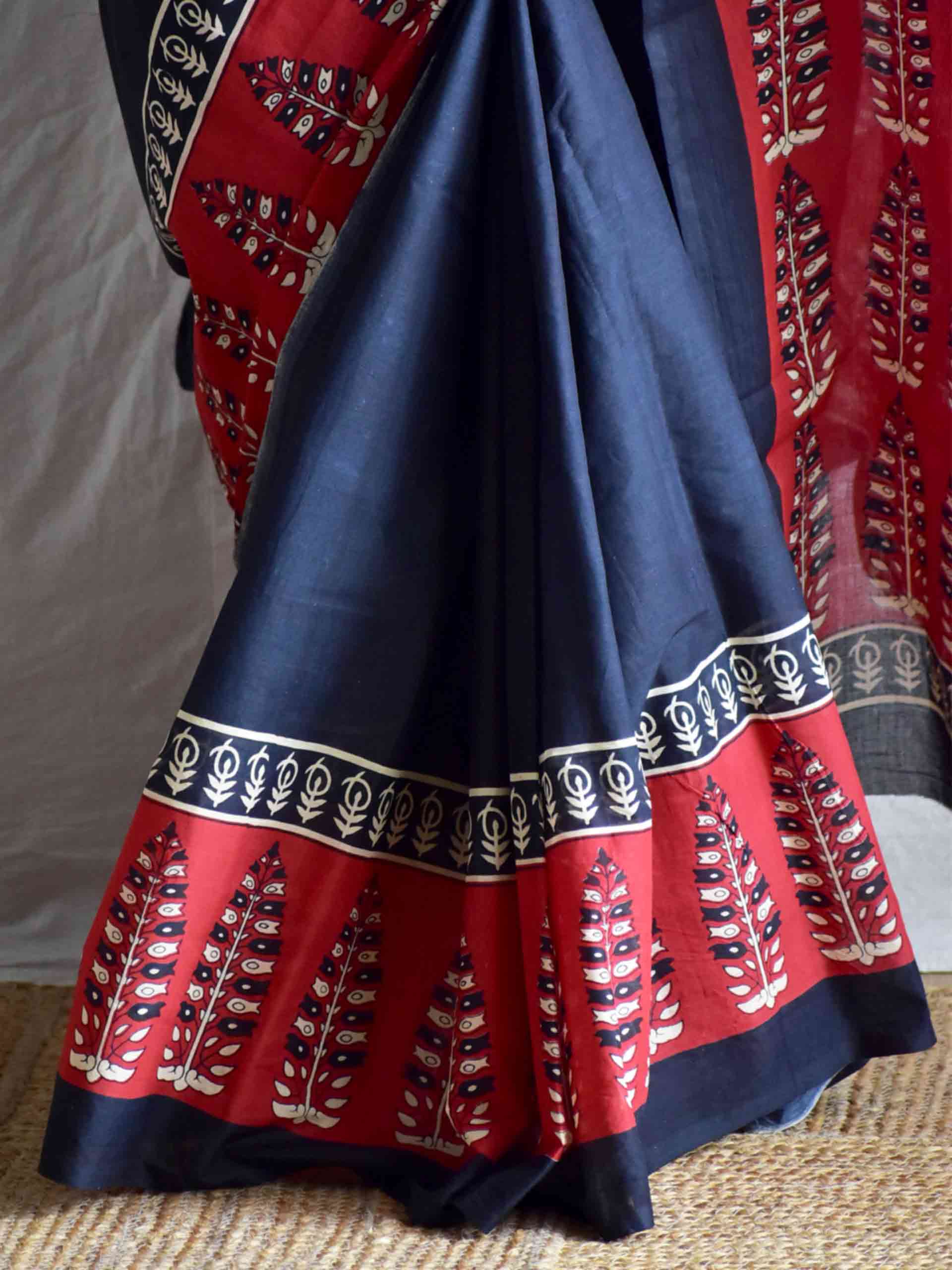 Night scape - Dabu cotton saree