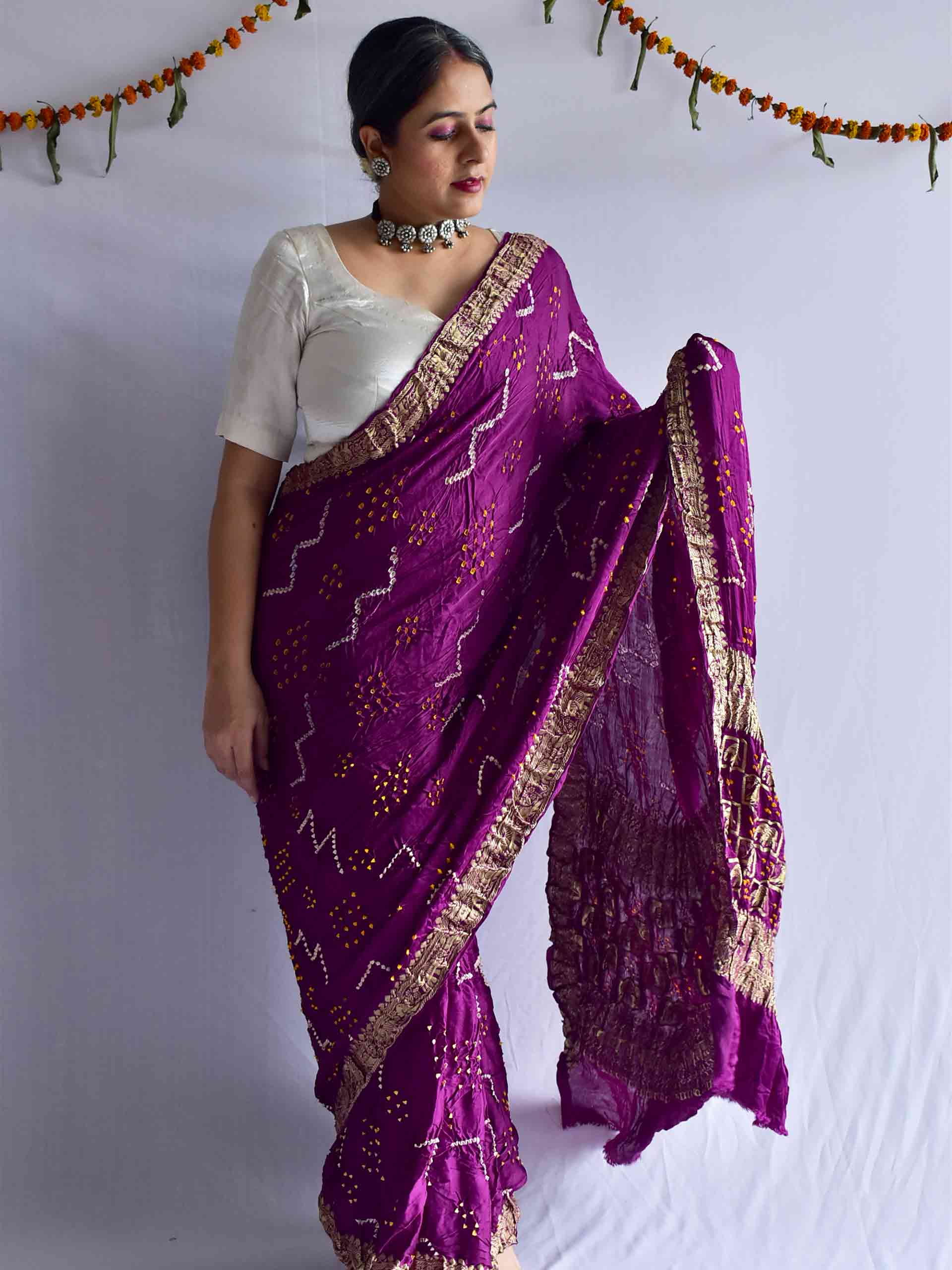 Rubaai - Bandhani Gajji Silk Saree