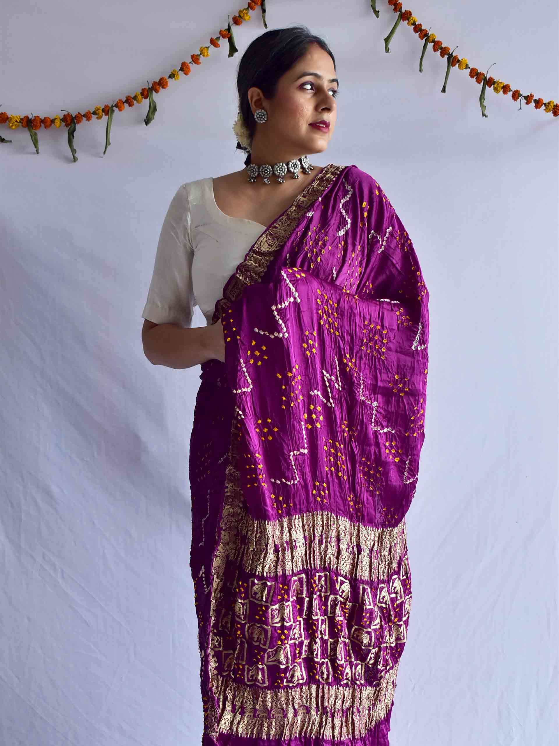 Rubaai - Bandhani Gajji Silk Saree