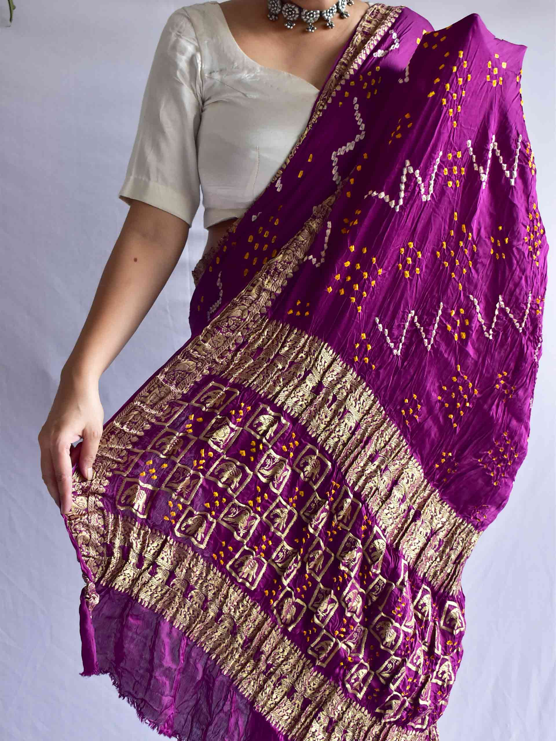 Rubaai - Bandhani Gajji Silk Saree