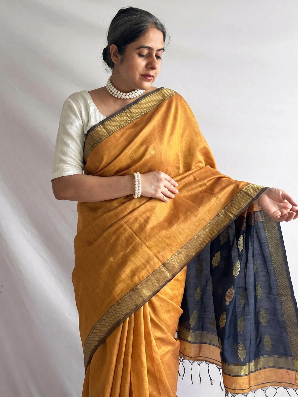 Sandhya - cotton silk saree With contrast pallu