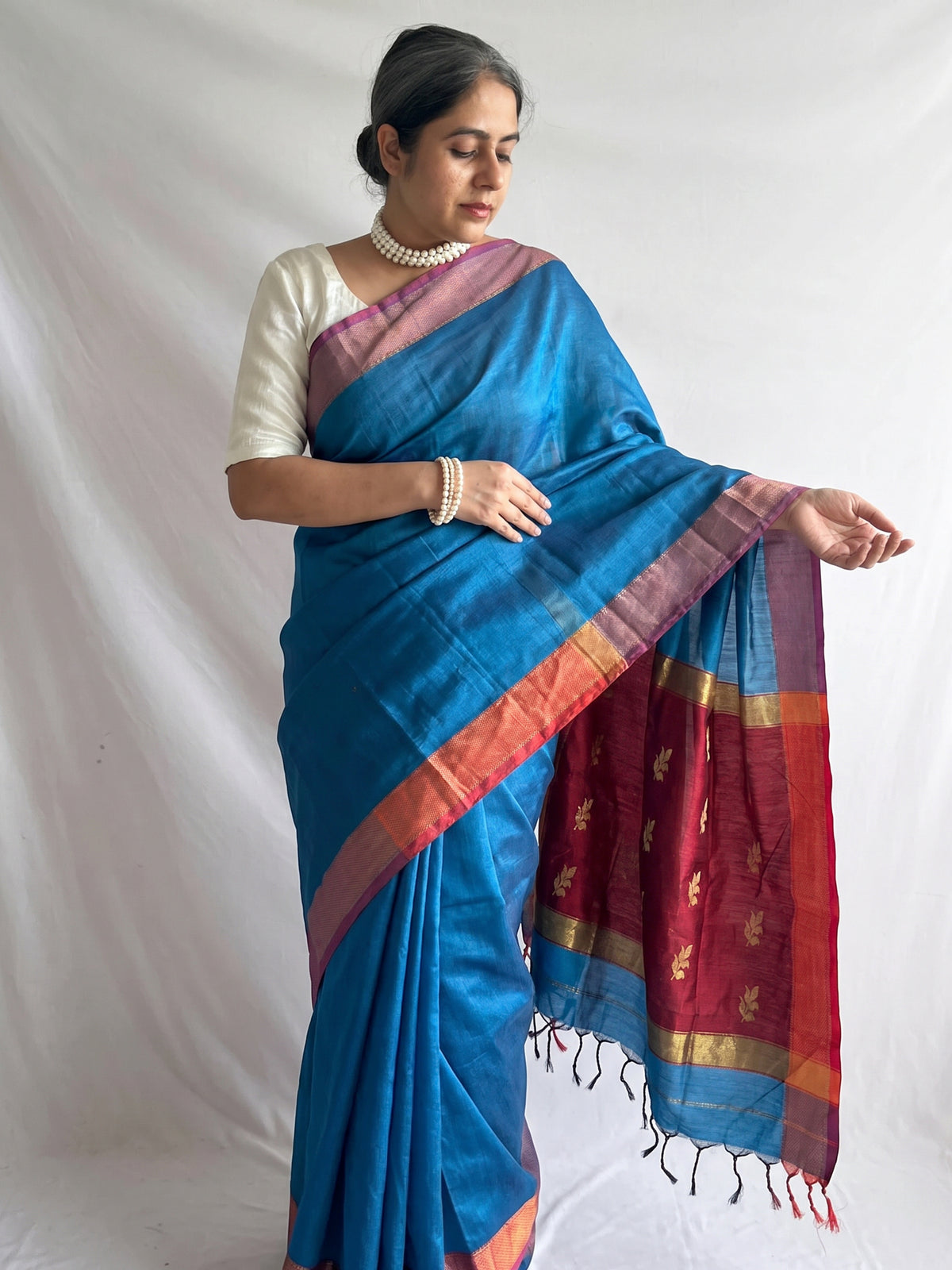 Neelambari - cotton silk saree With contrast pallu