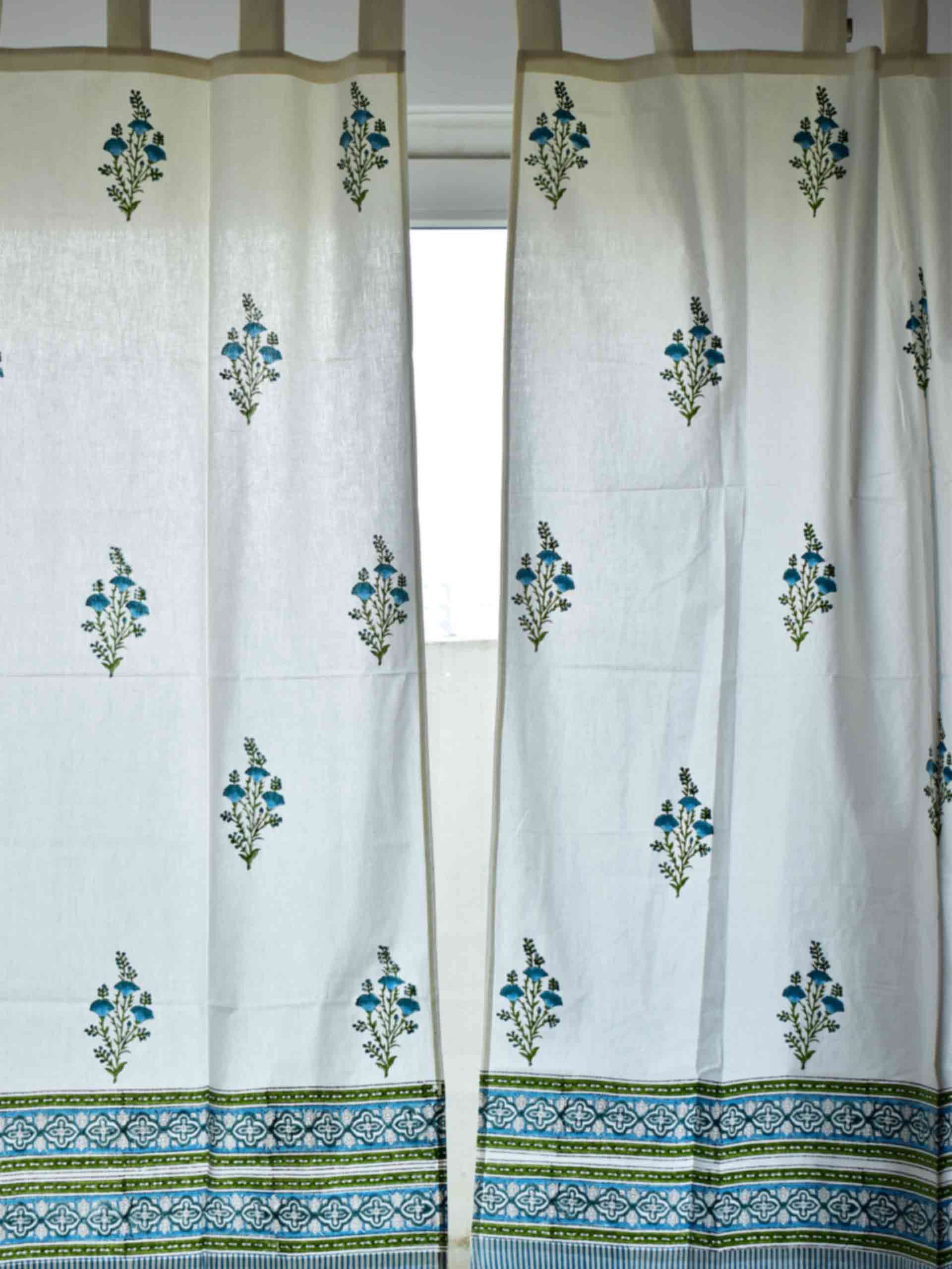 Mughal buti - Hand block printed curtain (5 ft)