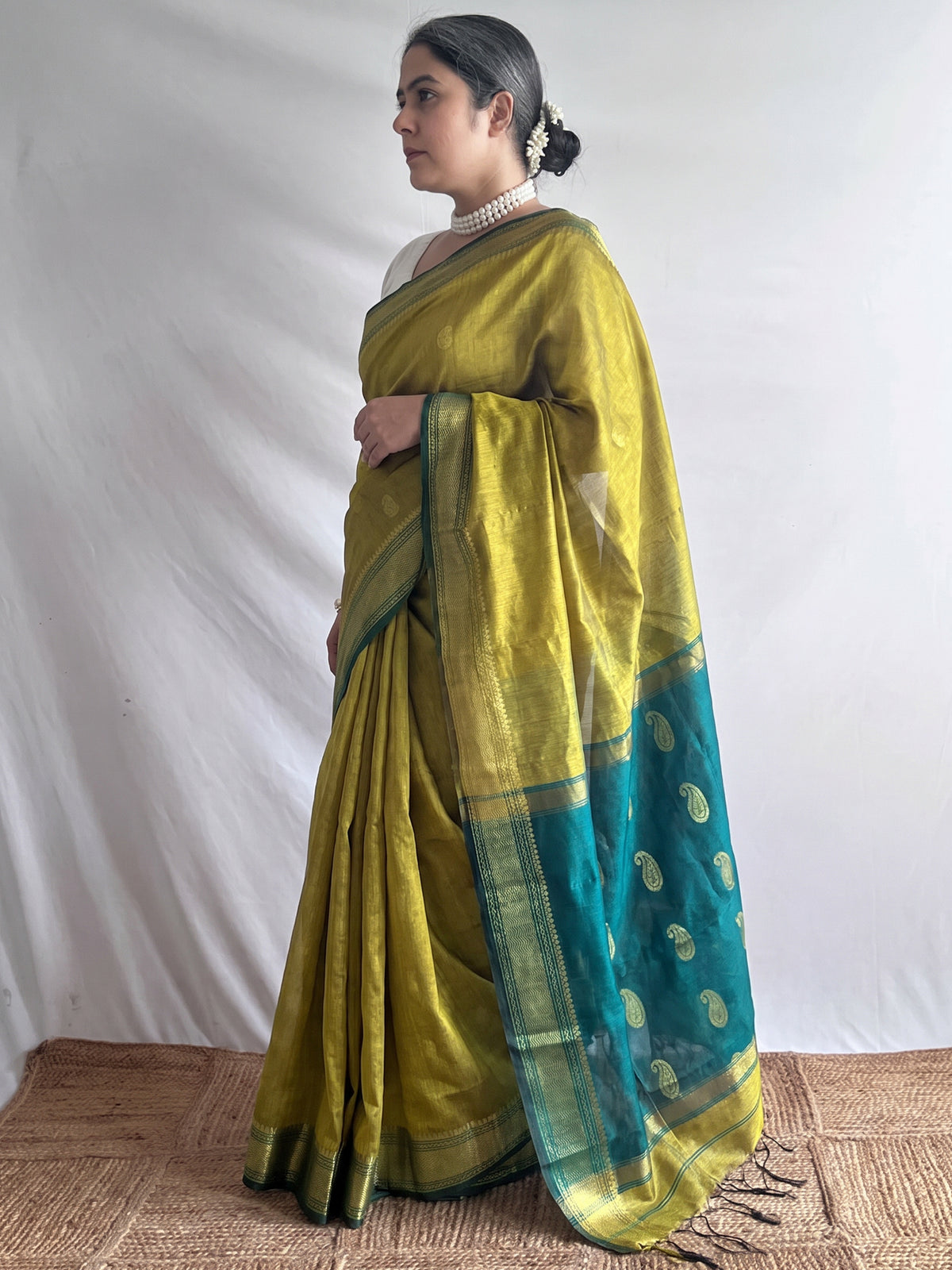 Pitambari - cotton silk saree With contrast pallu