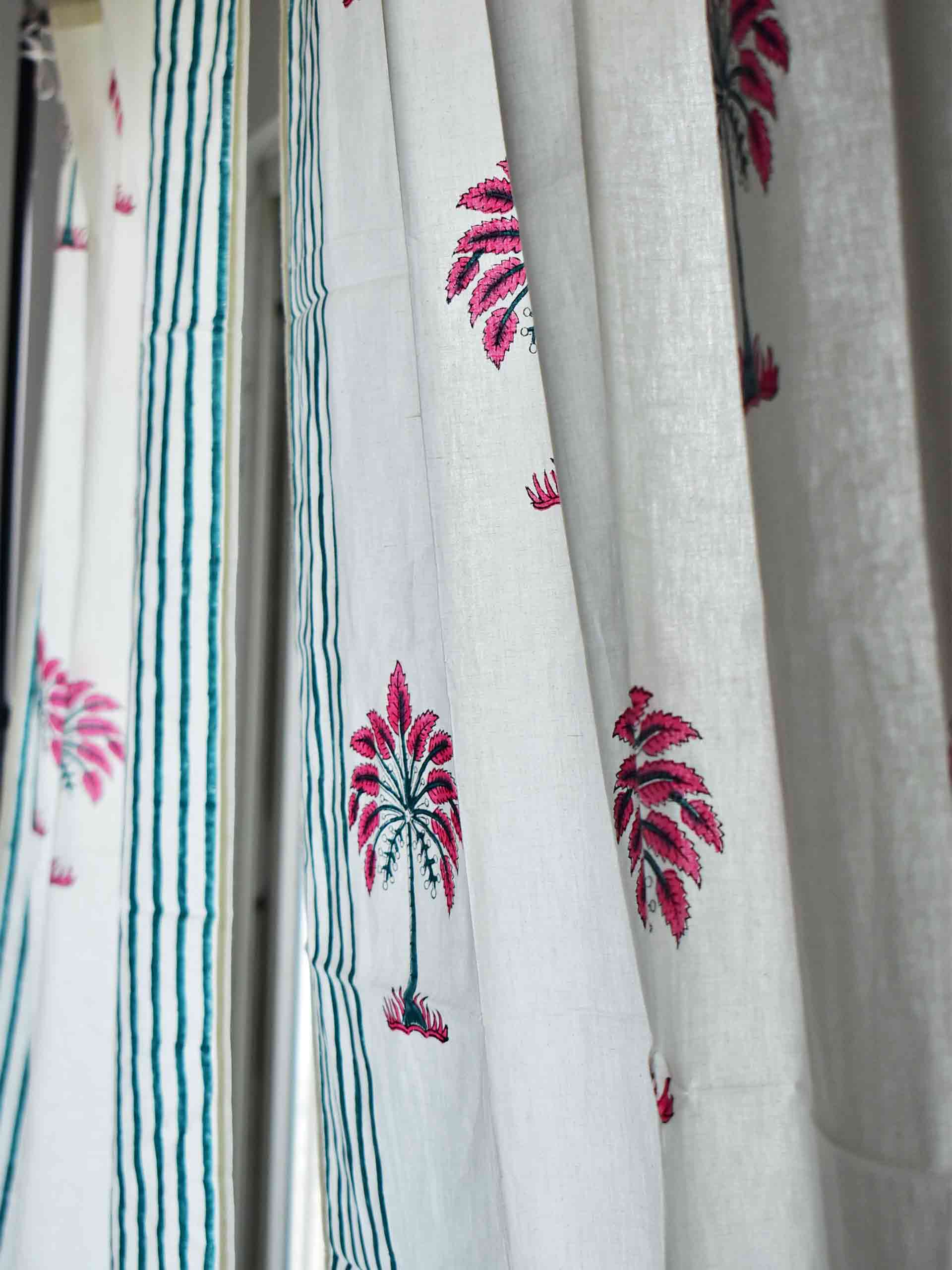 Palm tree - Hand block printed curtain (5 ft)