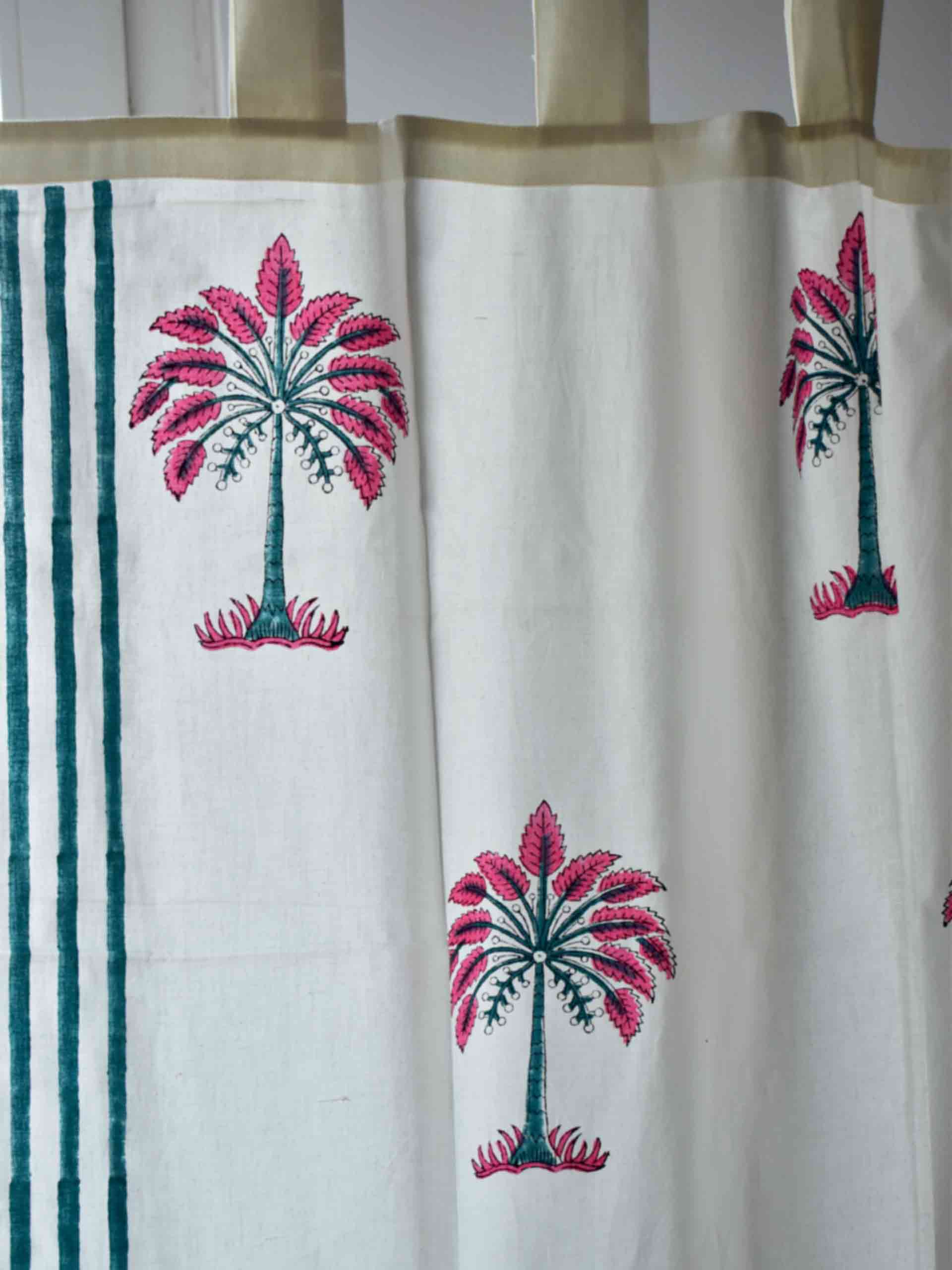 Palm tree - Hand block printed curtain (5 ft)