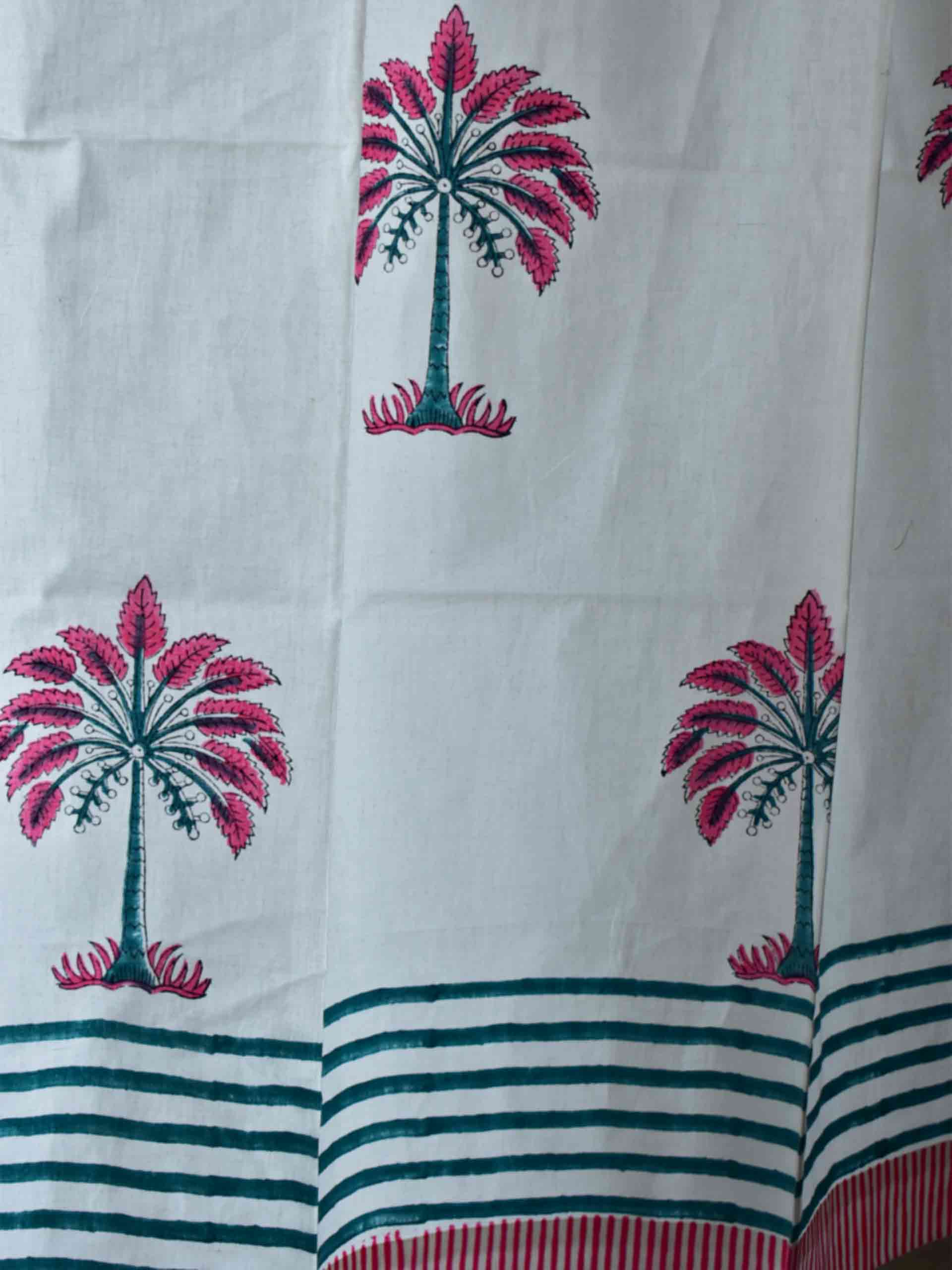 Palm tree - Hand block printed curtain (5 ft)