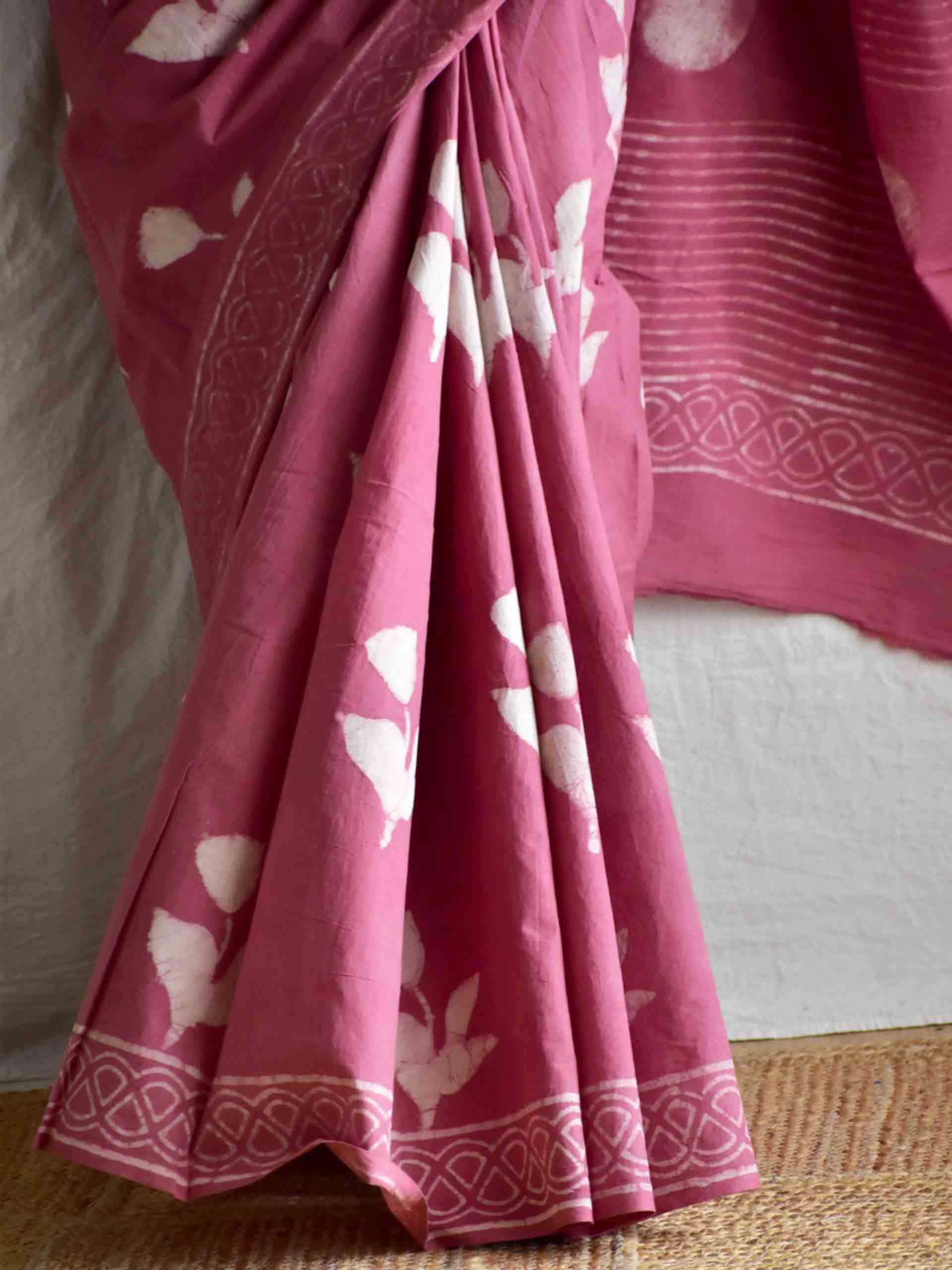 Berry - Dabu cotton saree