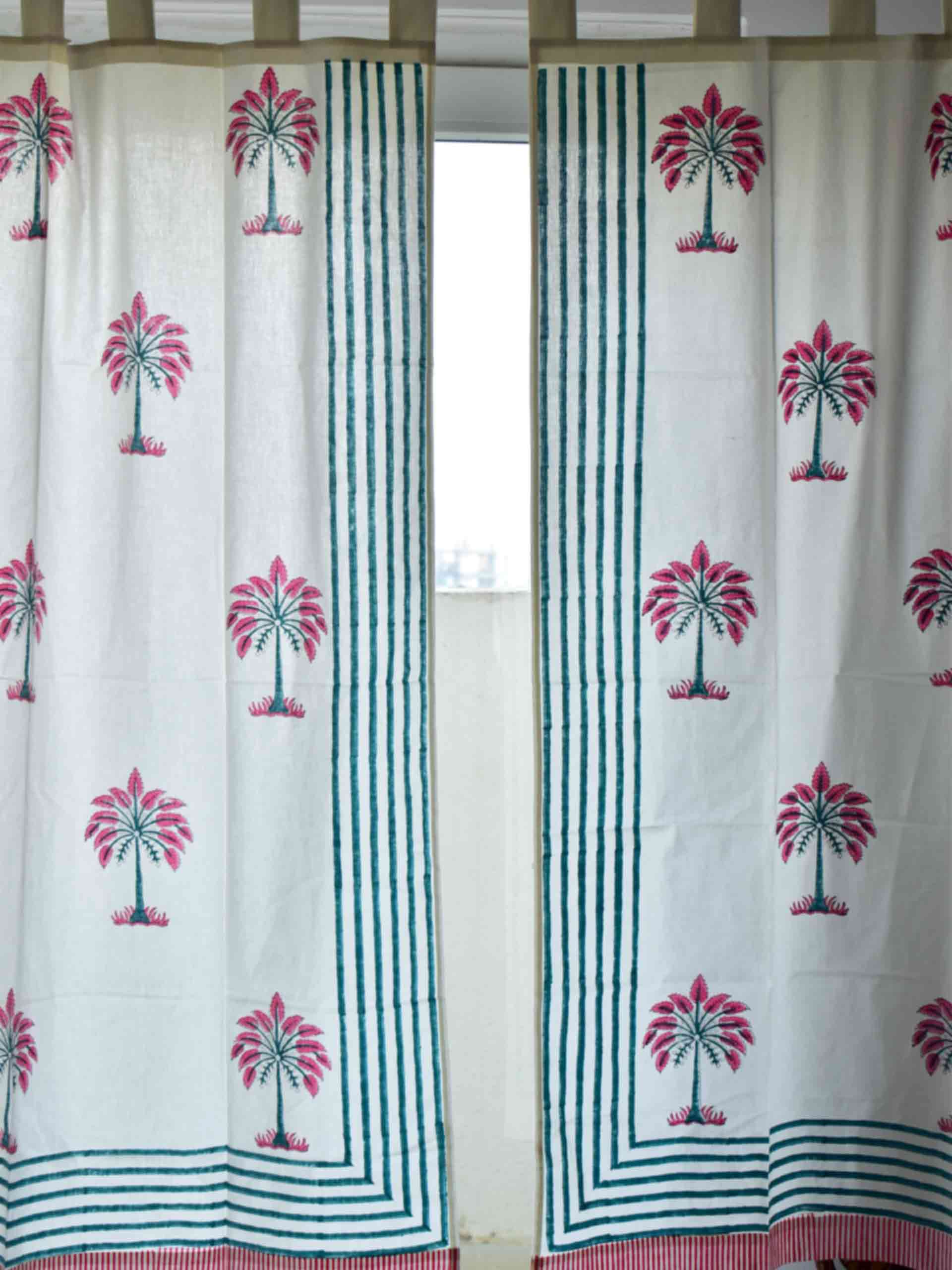 Palm tree - Hand block printed curtain (5 ft)