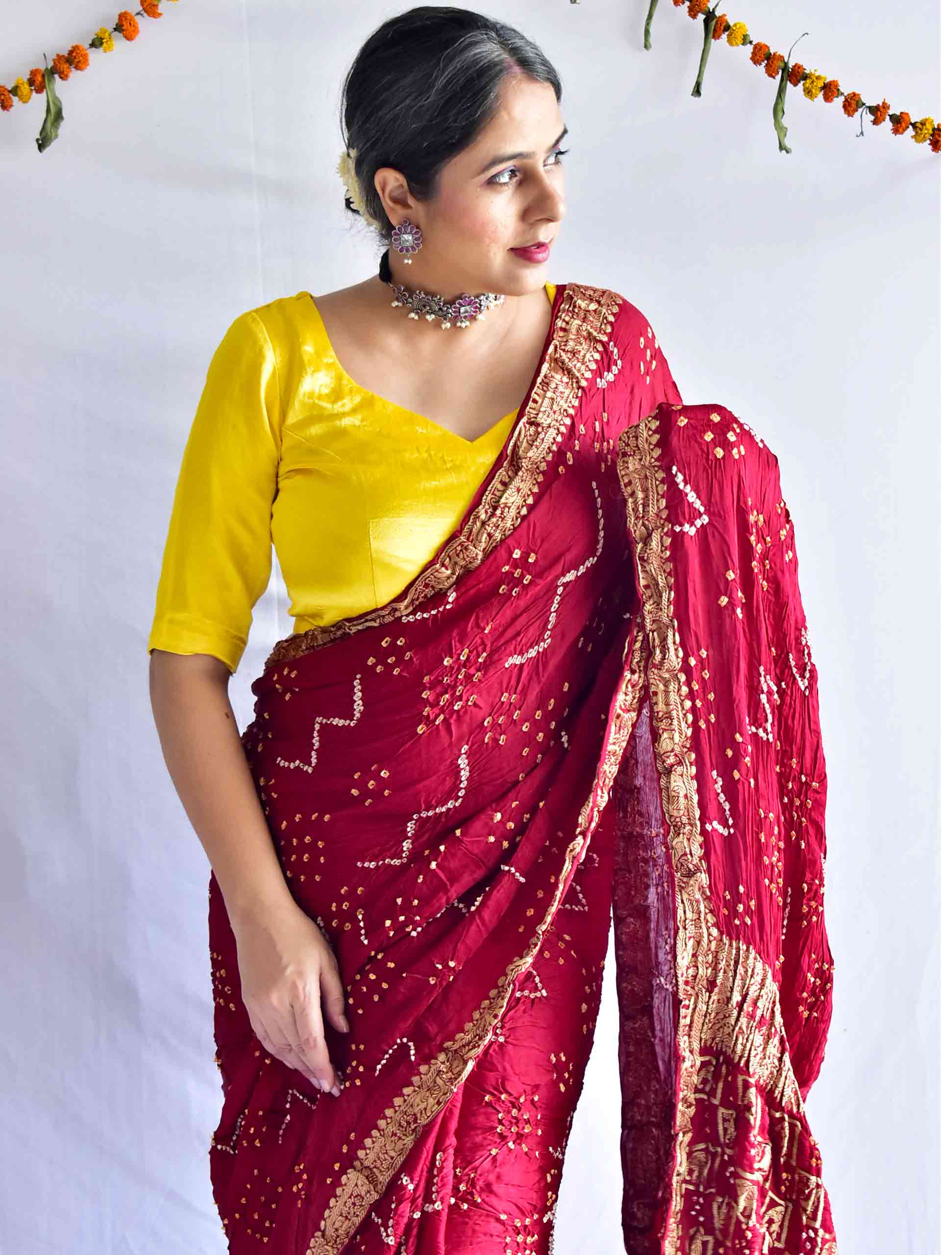 sindura - Bandhani Gajji Silk Saree