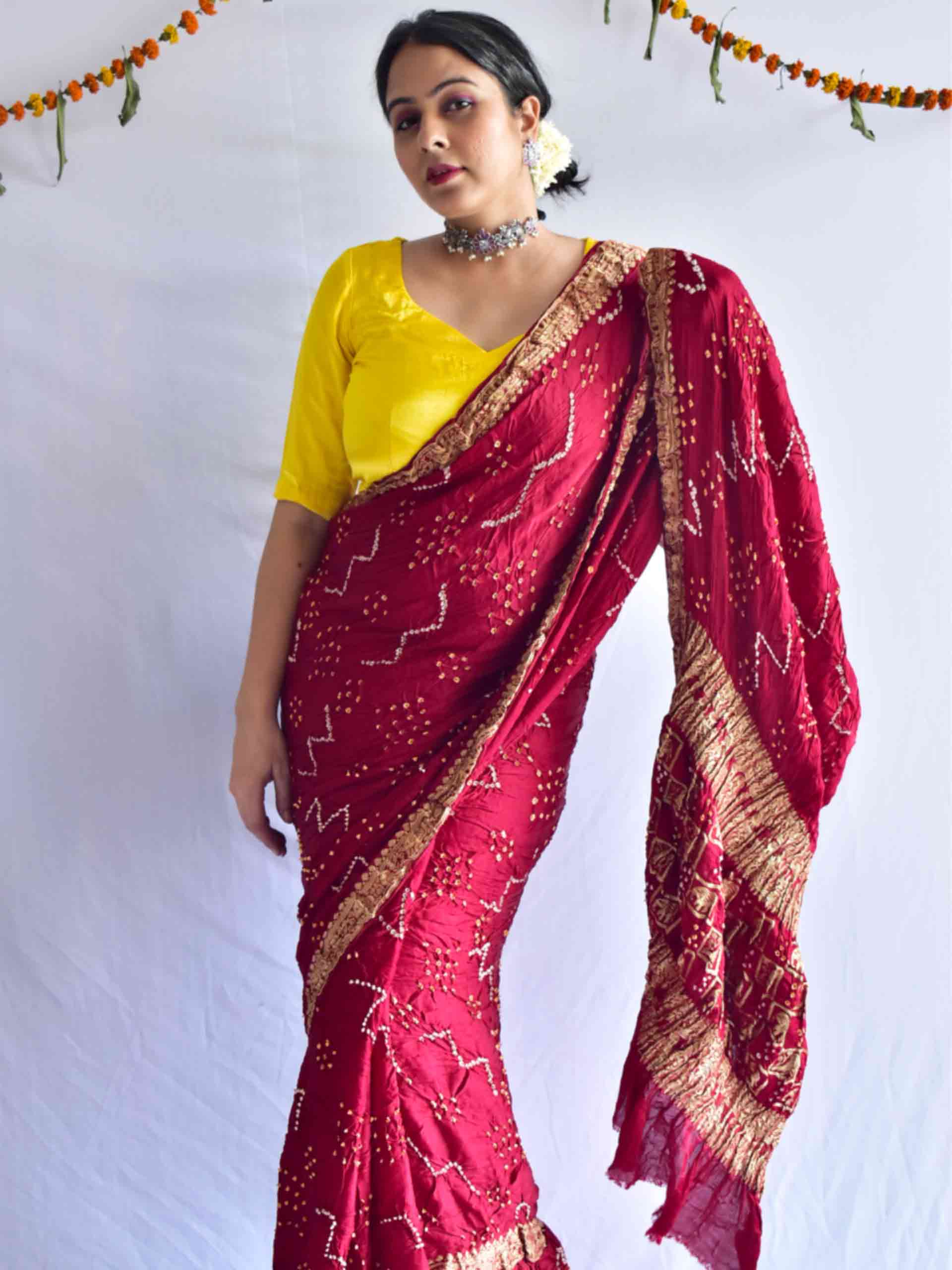 sindura - Bandhani Gajji Silk Saree