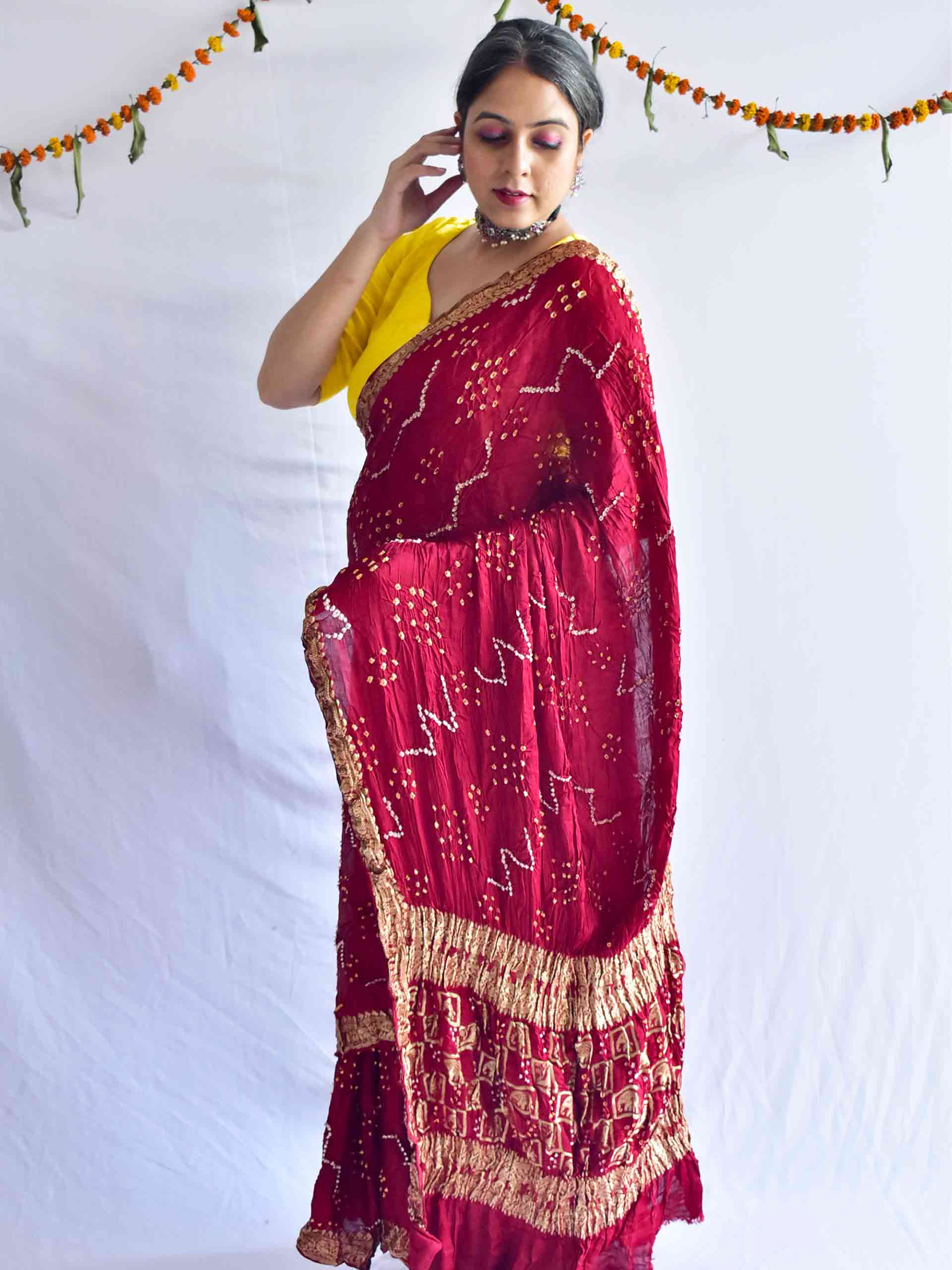sindura - Bandhani Gajji Silk Saree