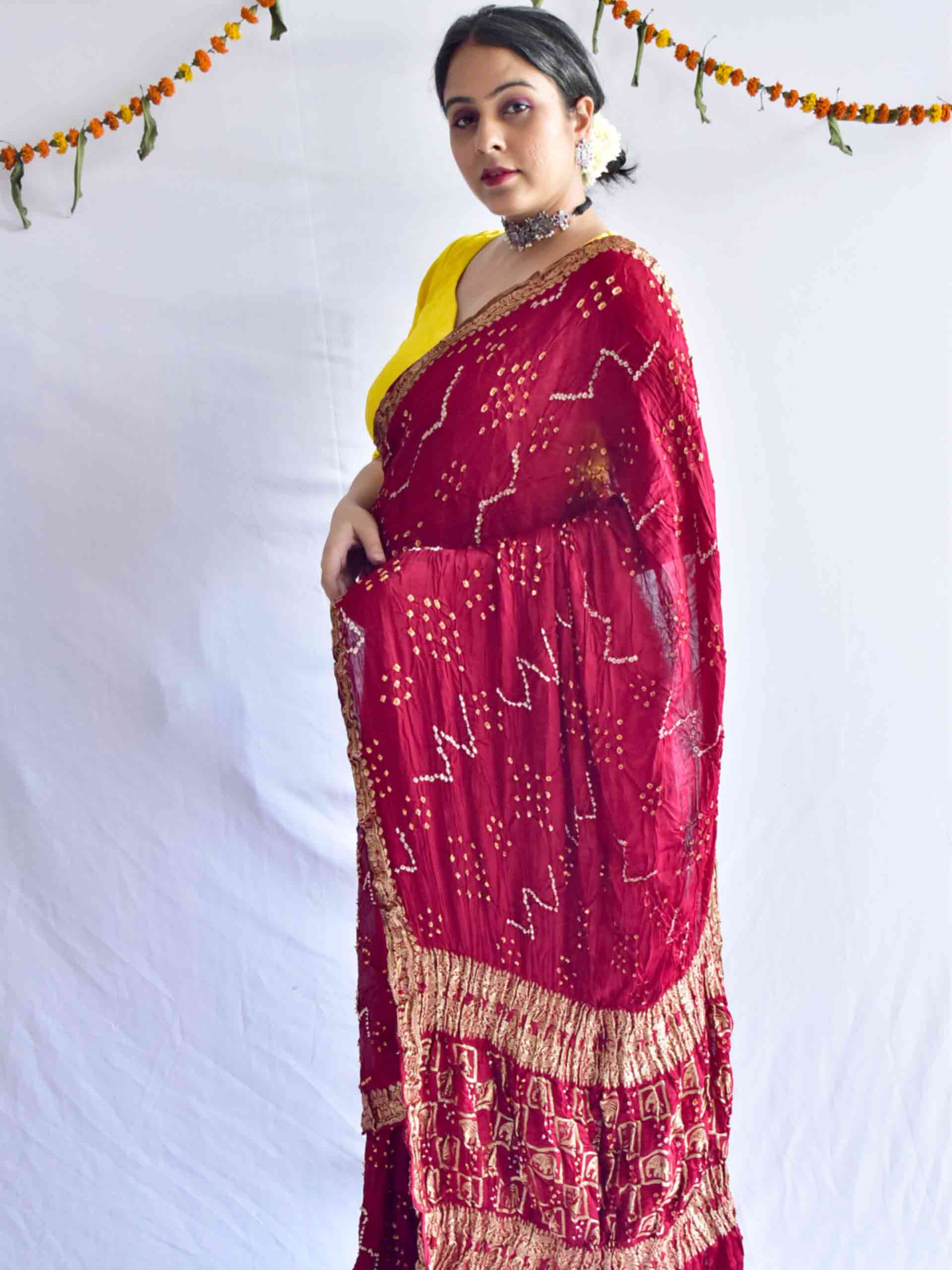 sindura - Bandhani Gajji Silk Saree