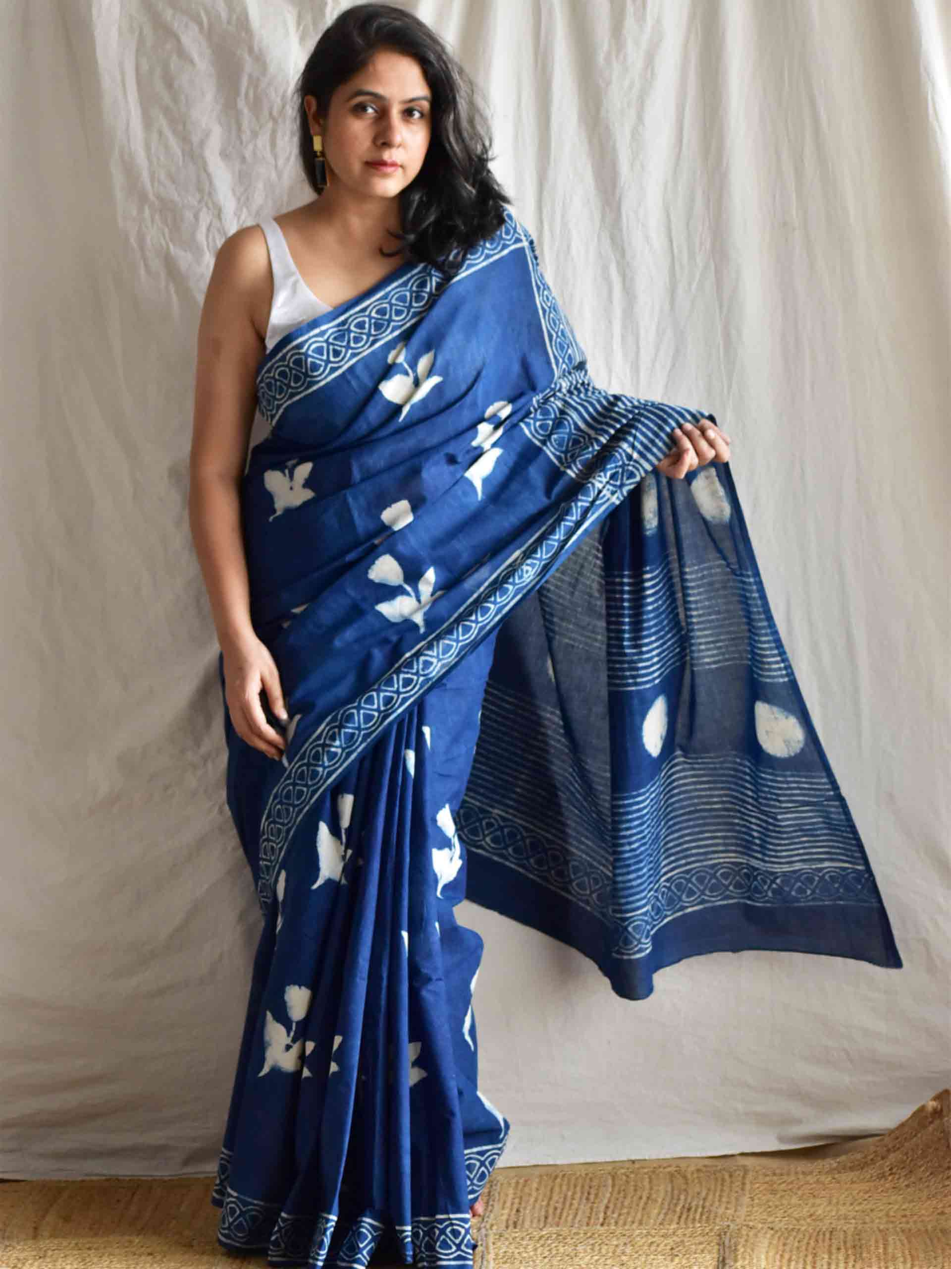 Daffodil - Dabu cotton saree