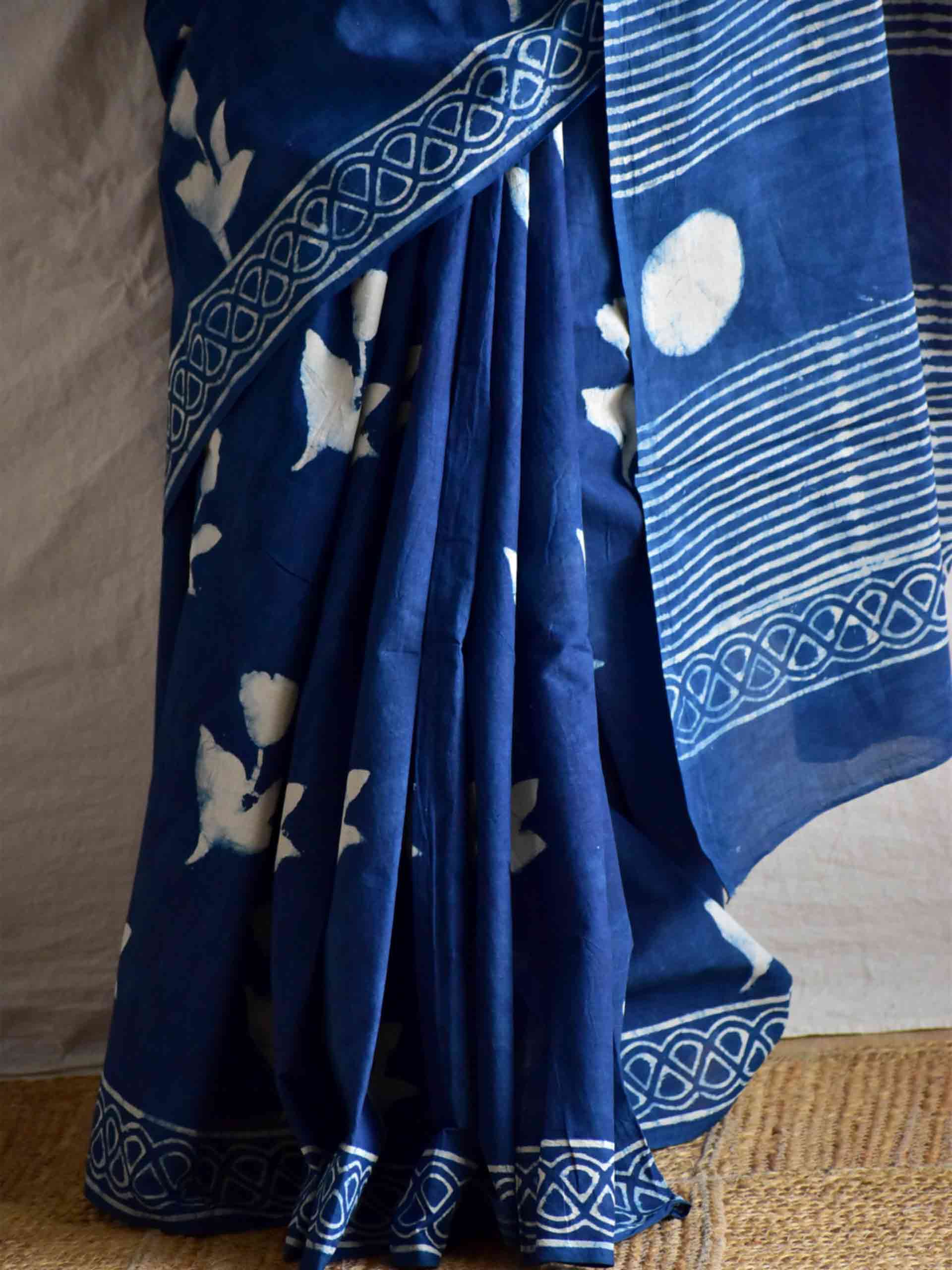 Daffodil - Dabu cotton saree