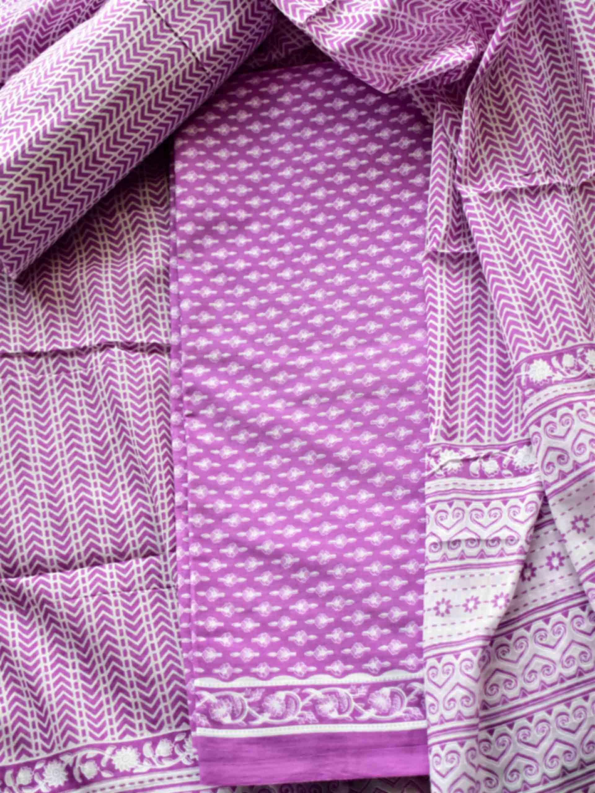 Lavender love Cotton 3 pc suit set