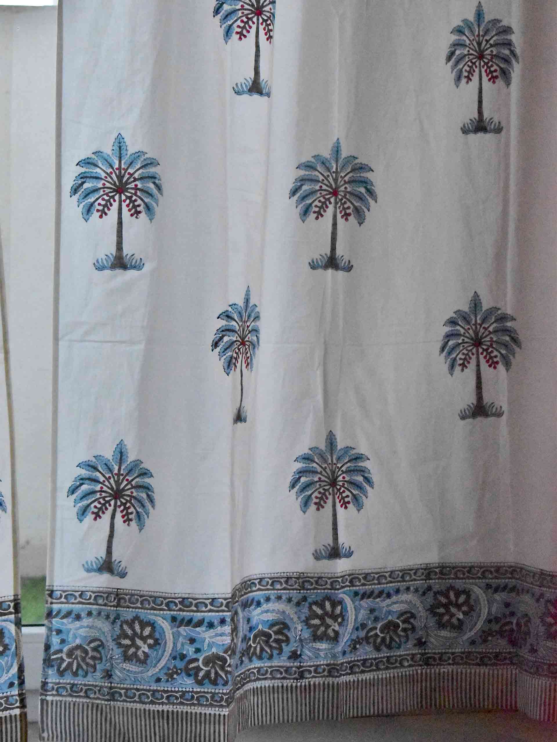 Coconut Tree - Hand block printed curtain (7 ft)