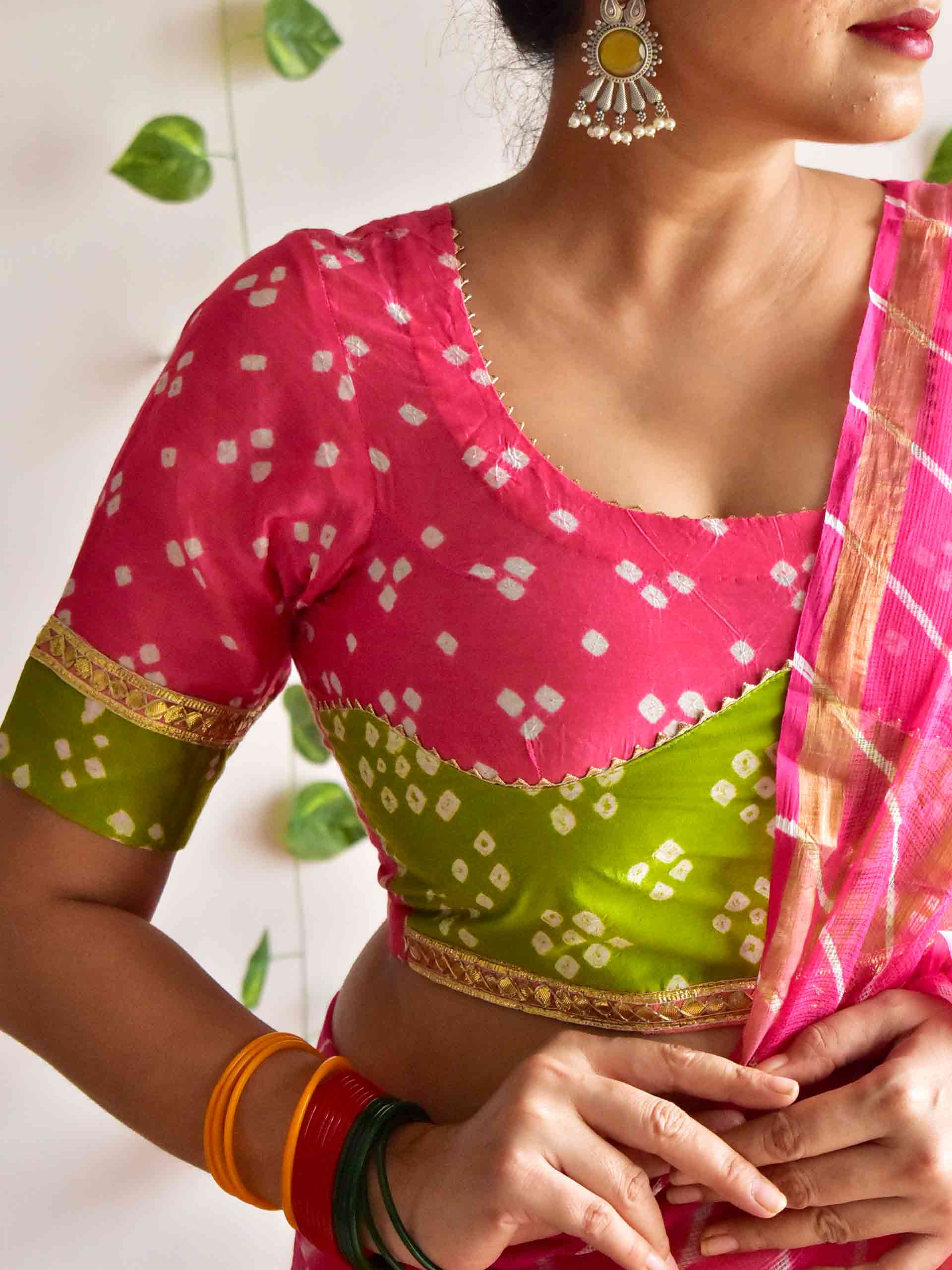 Rangeela - Handloom Chanderi silk Bandhani Blouse