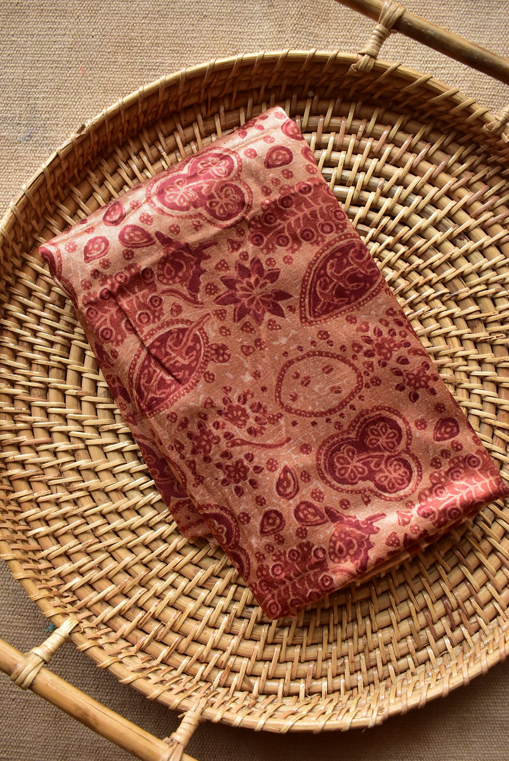 Ramen - Ajrakh hand block printed Mashru silk stole