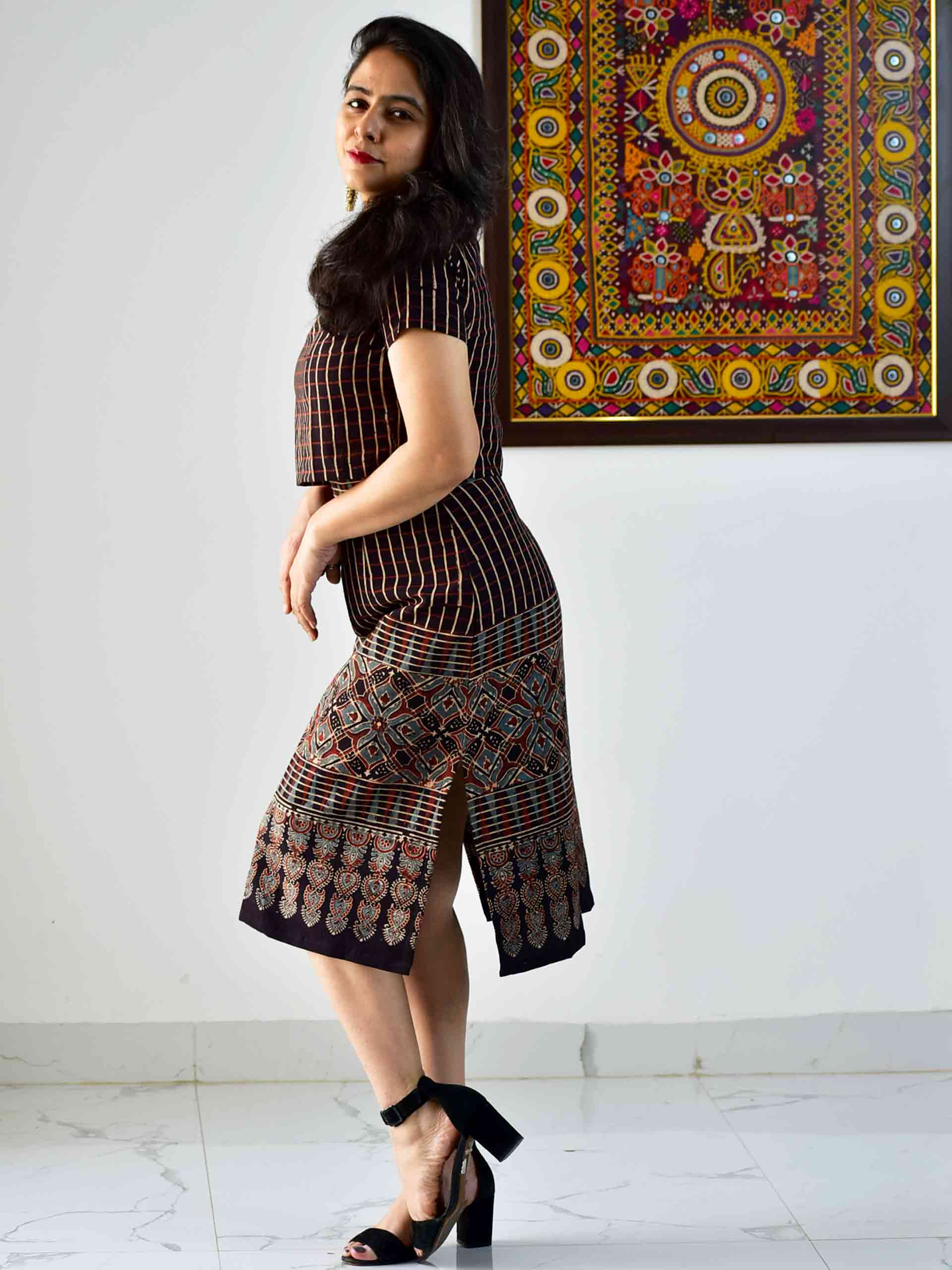 Lanes - Ajrakh hand block printed skirt set