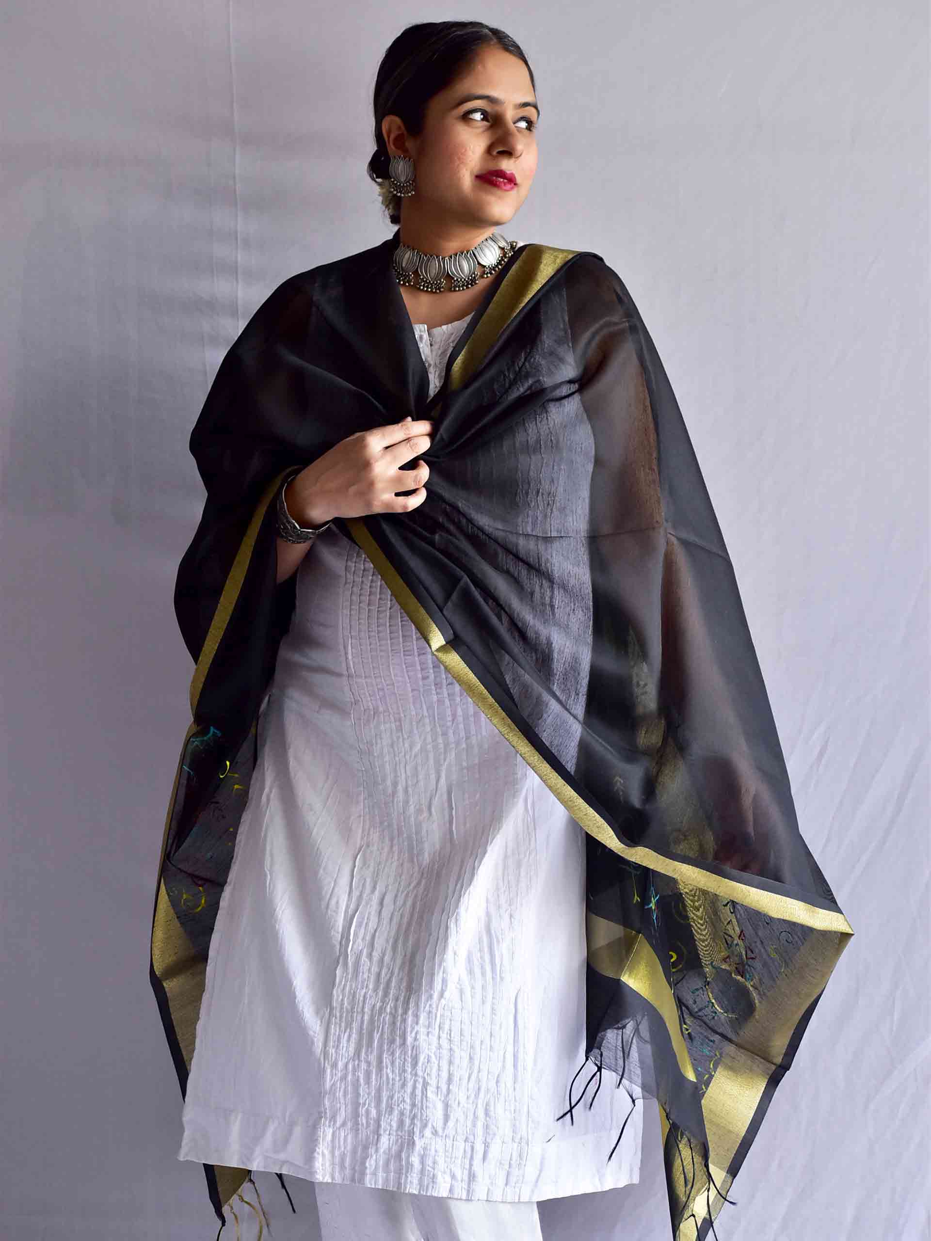 Manjhi -  Hand painted chanderi silk Dupatta