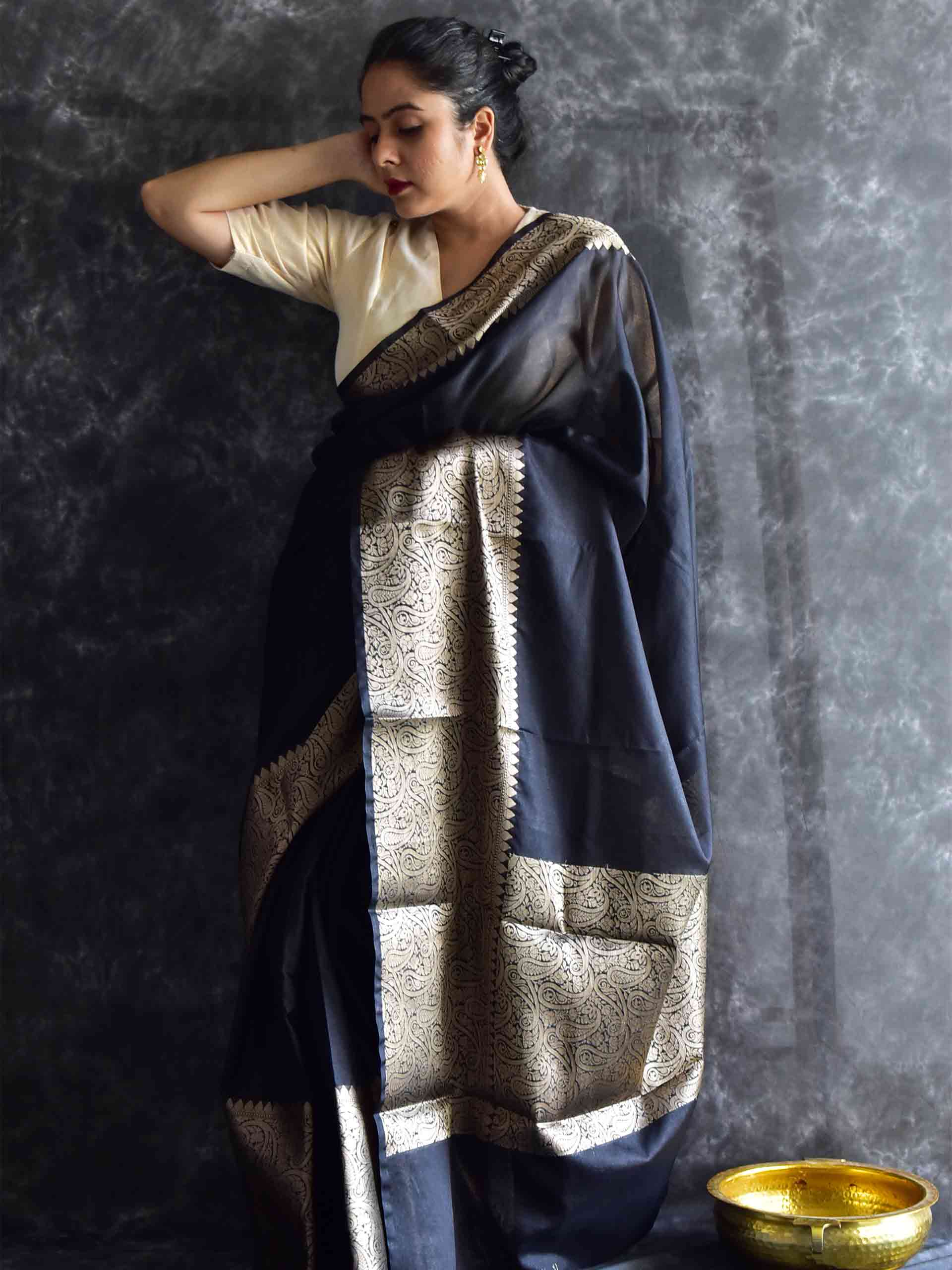 Black beauty - Chanderi silk saree