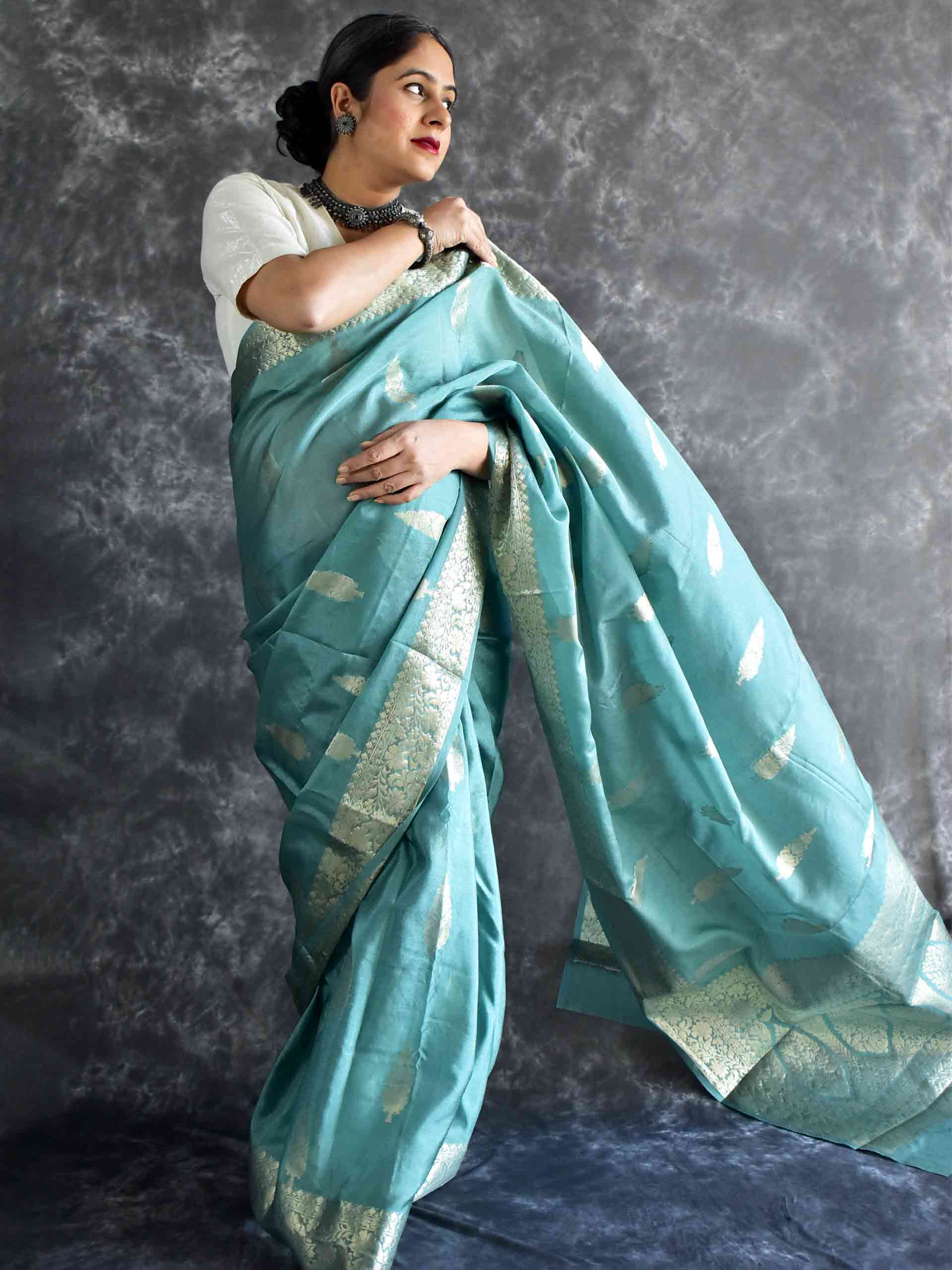 Melon - silk saree