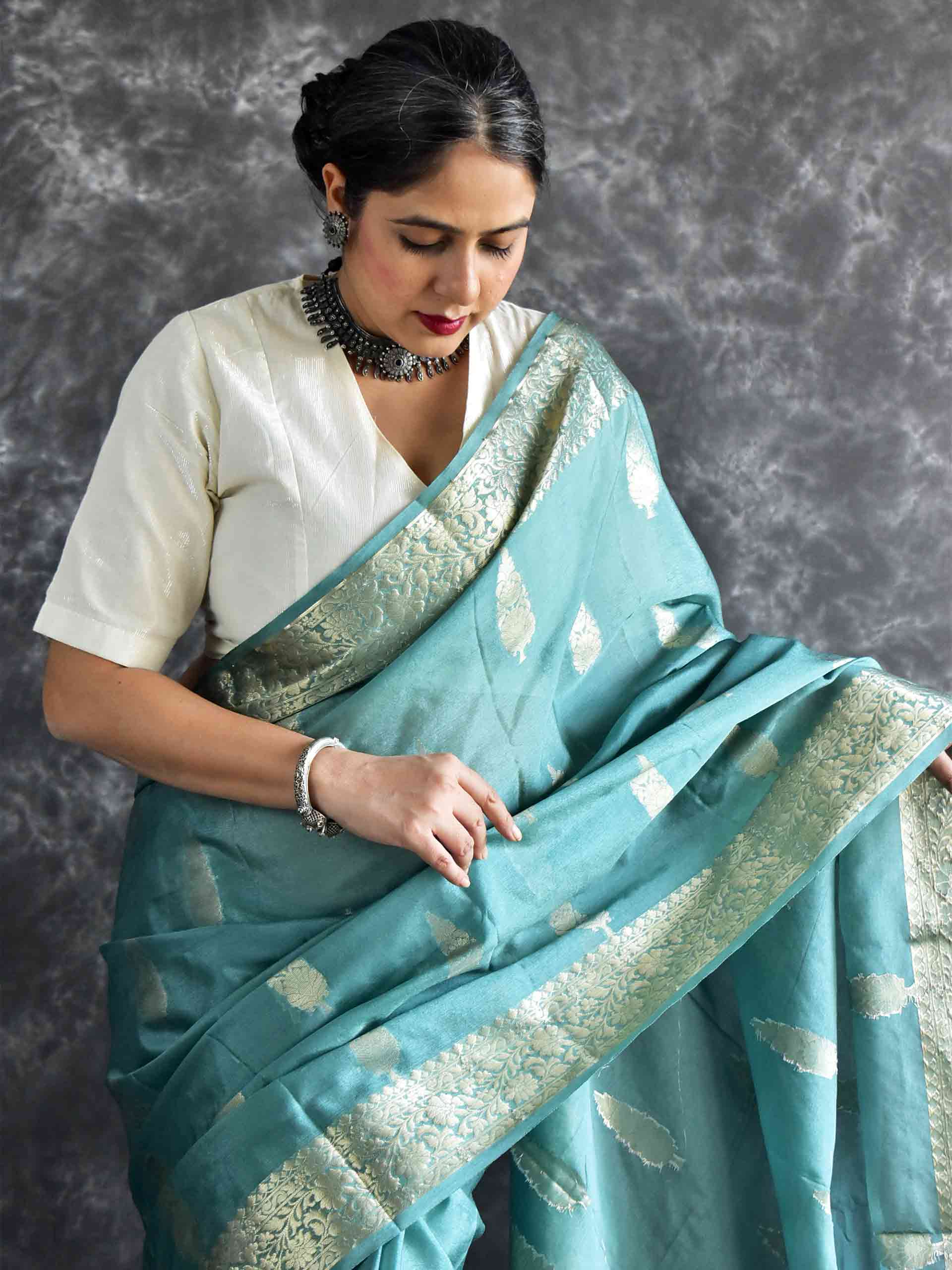 Melon - silk saree