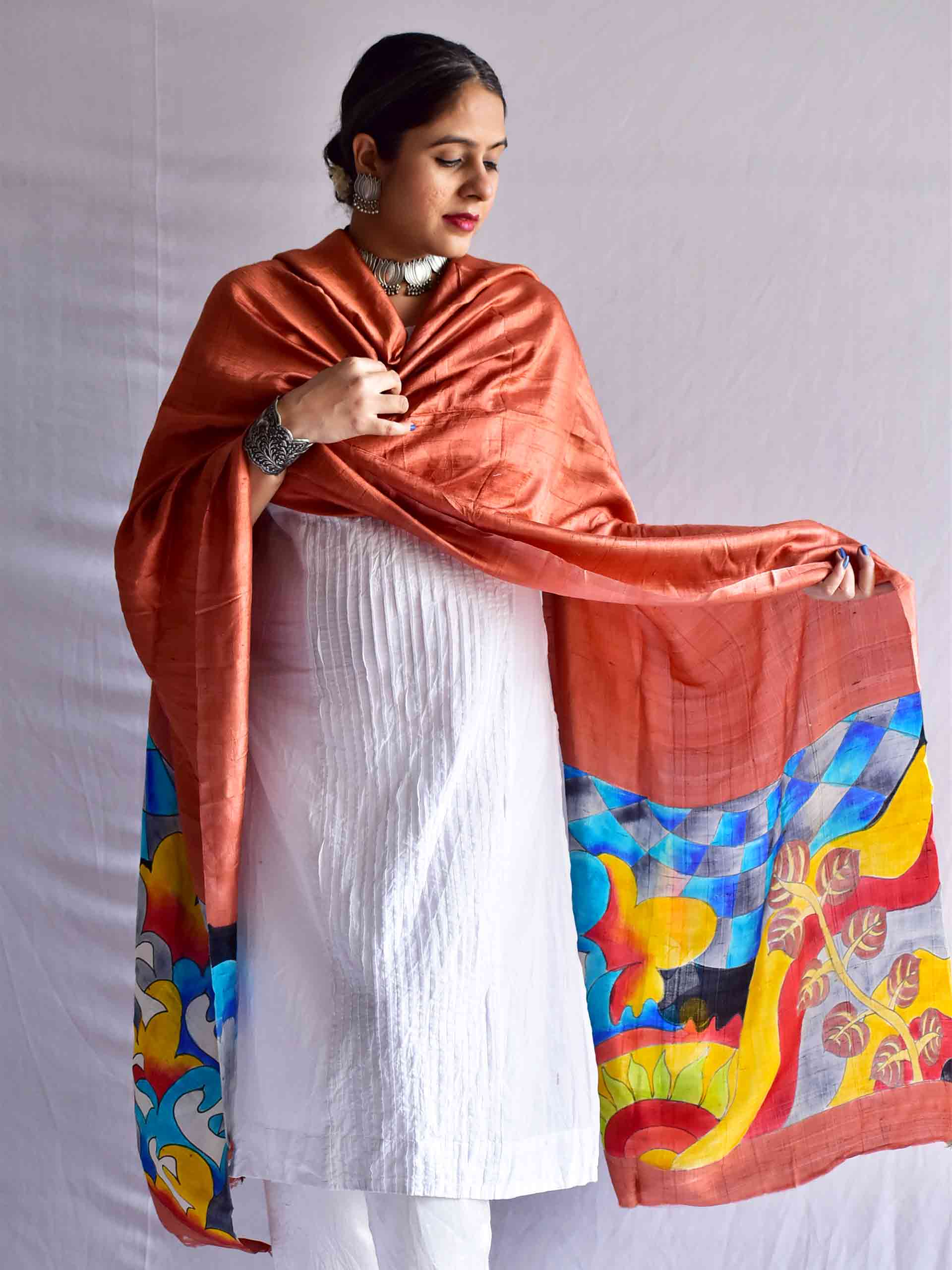 Dunes - Hand painted mulberry silk Dupatta