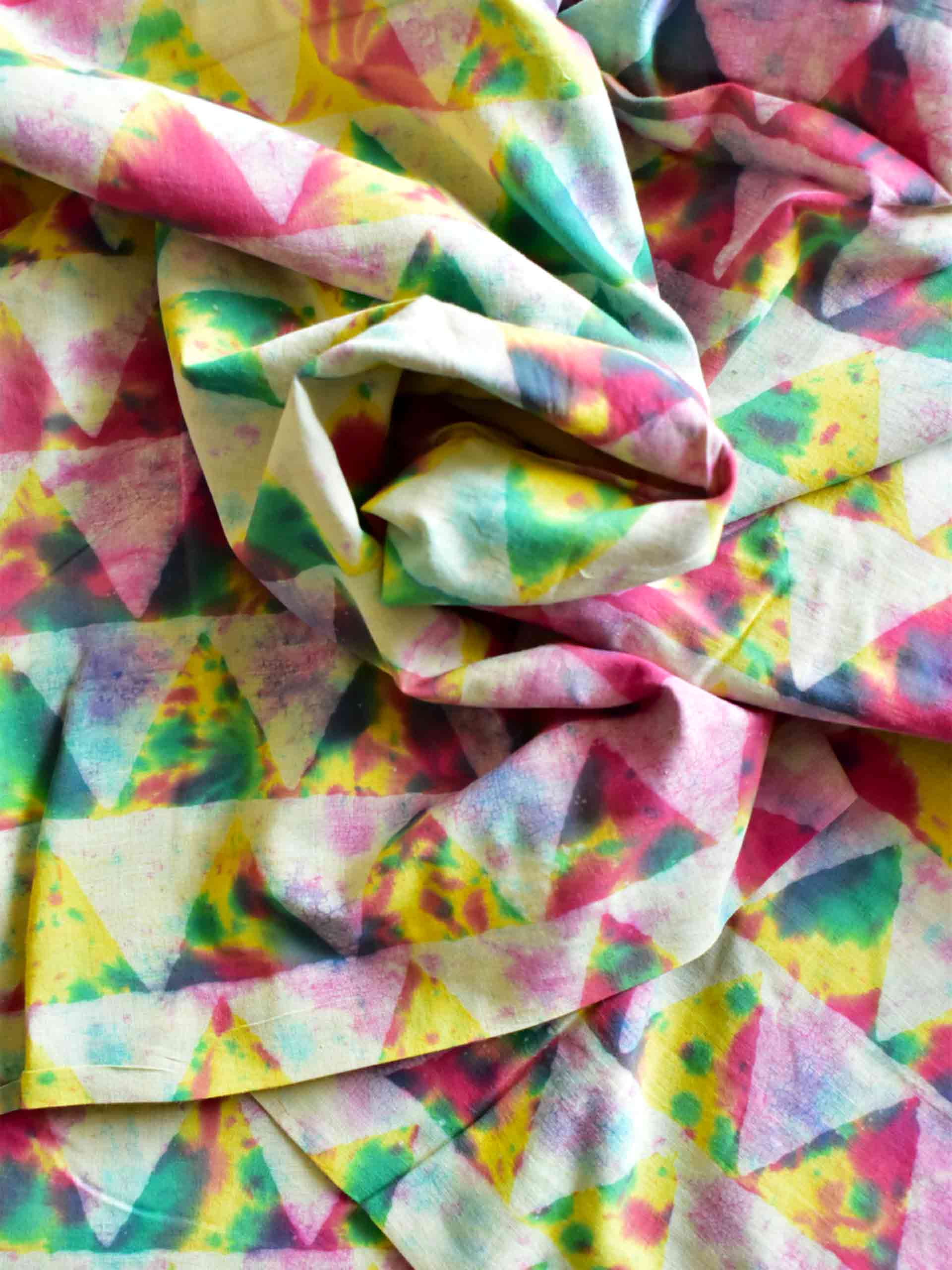 Holi print - Hand block printed Cotton fabric 390 per meter