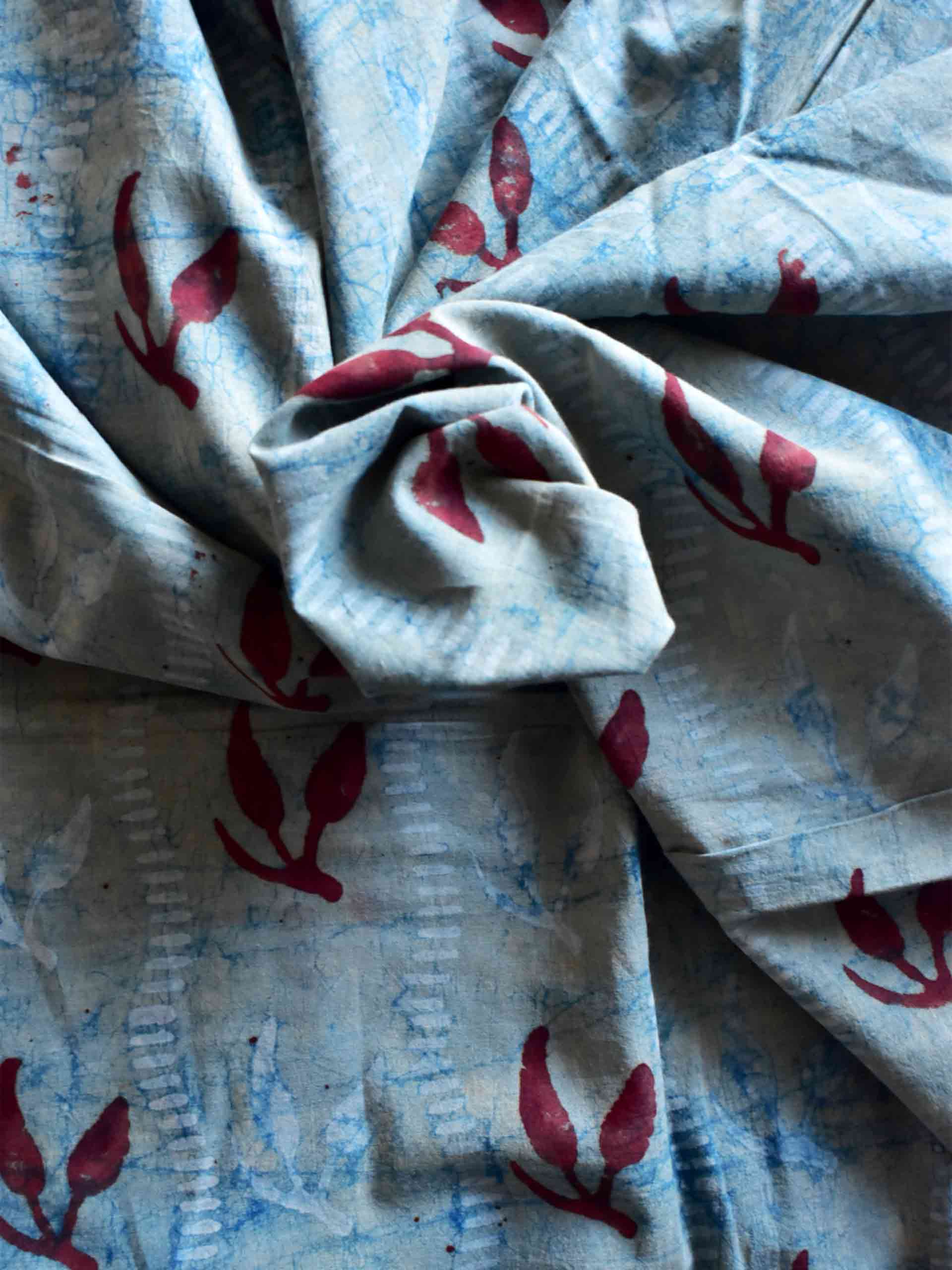 Art - Hand block printed Cotton fabric 330 per meter