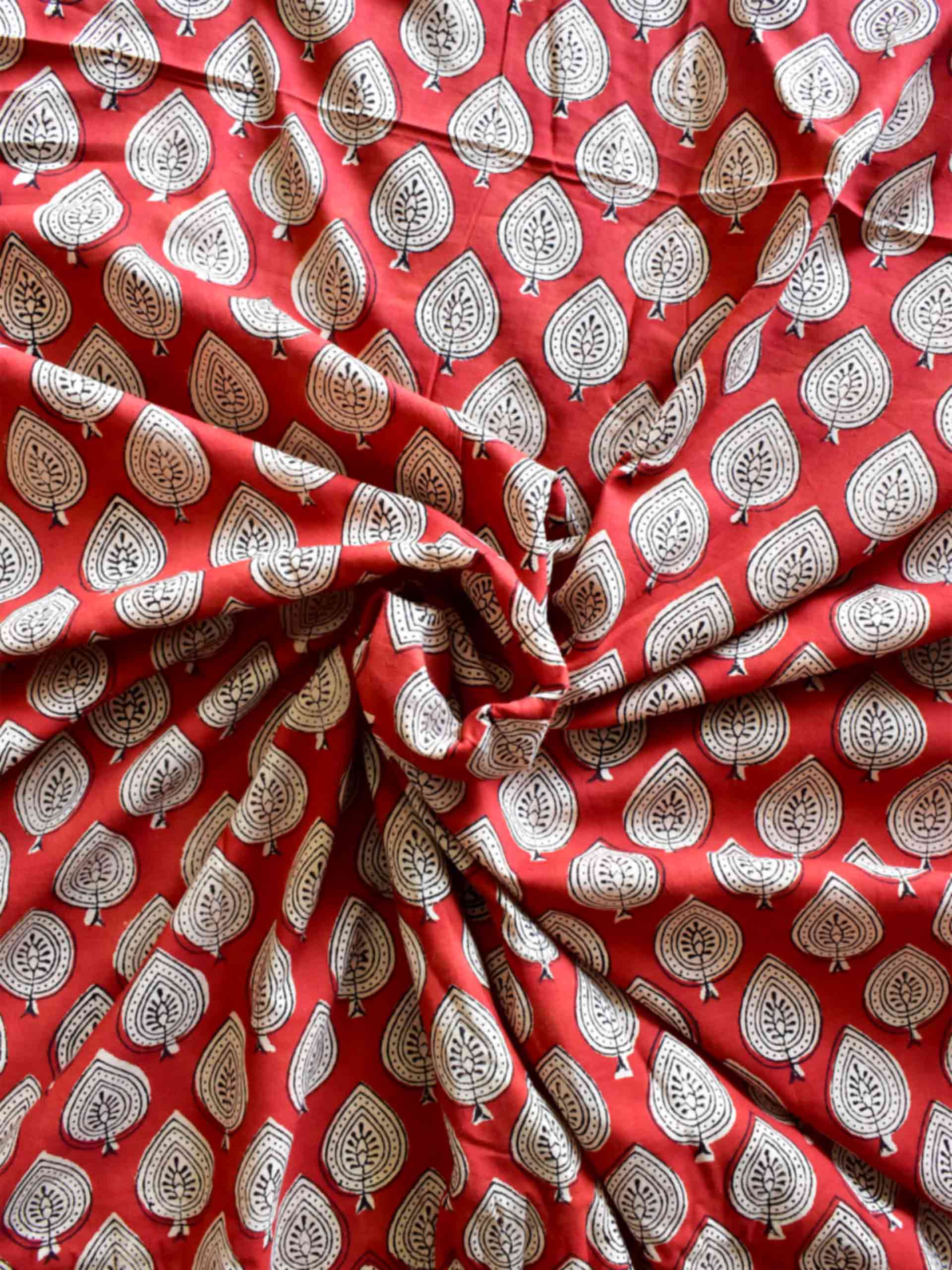 Leaf - Hand block printed Cotton fabric 290 per meter