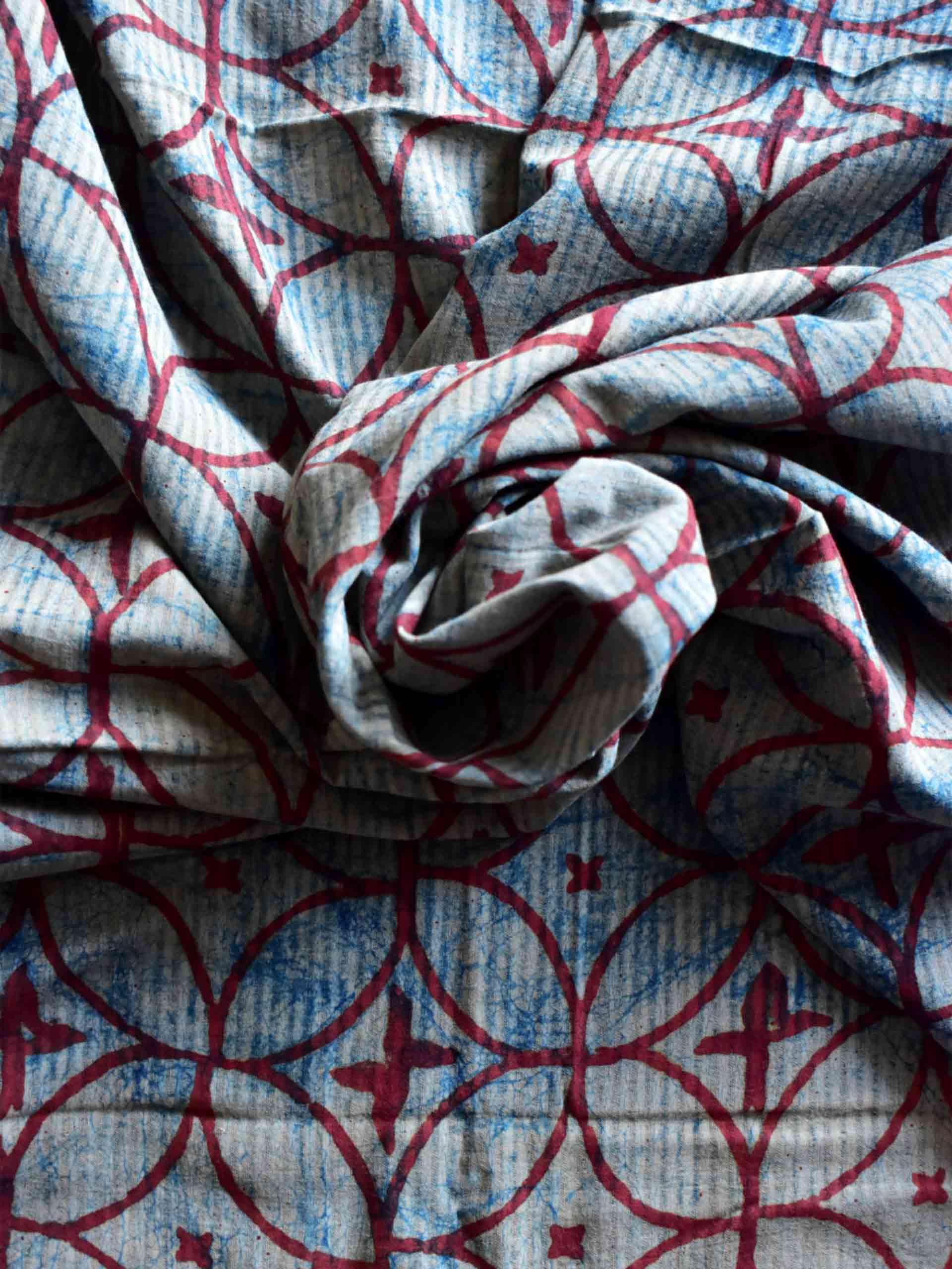 circles - Hand block printed Cotton fabric 330 per meter