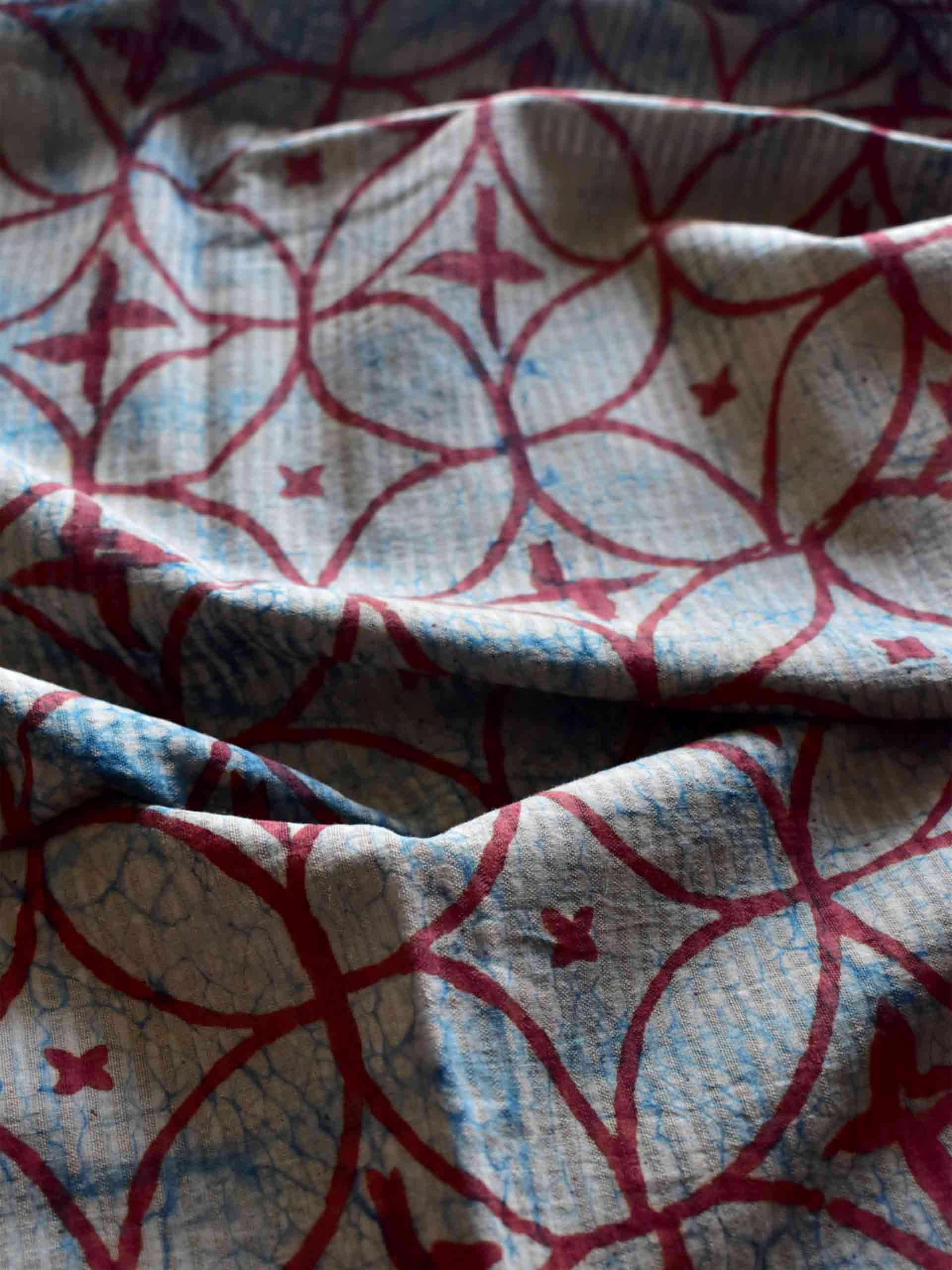 circles - Hand block printed Cotton fabric 330 per meter