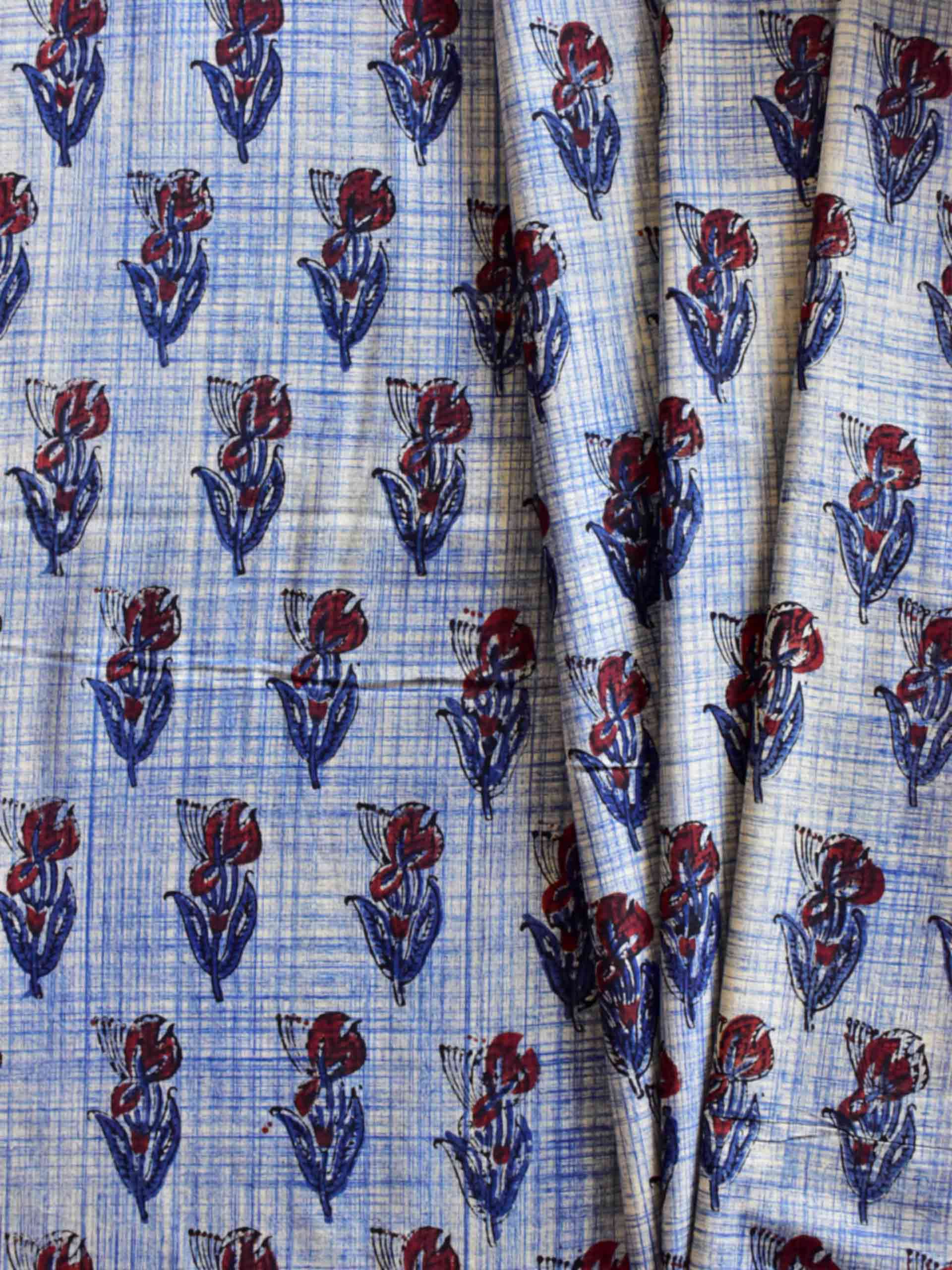 Floral - Hand block printed Cotton fabric 290 per meter