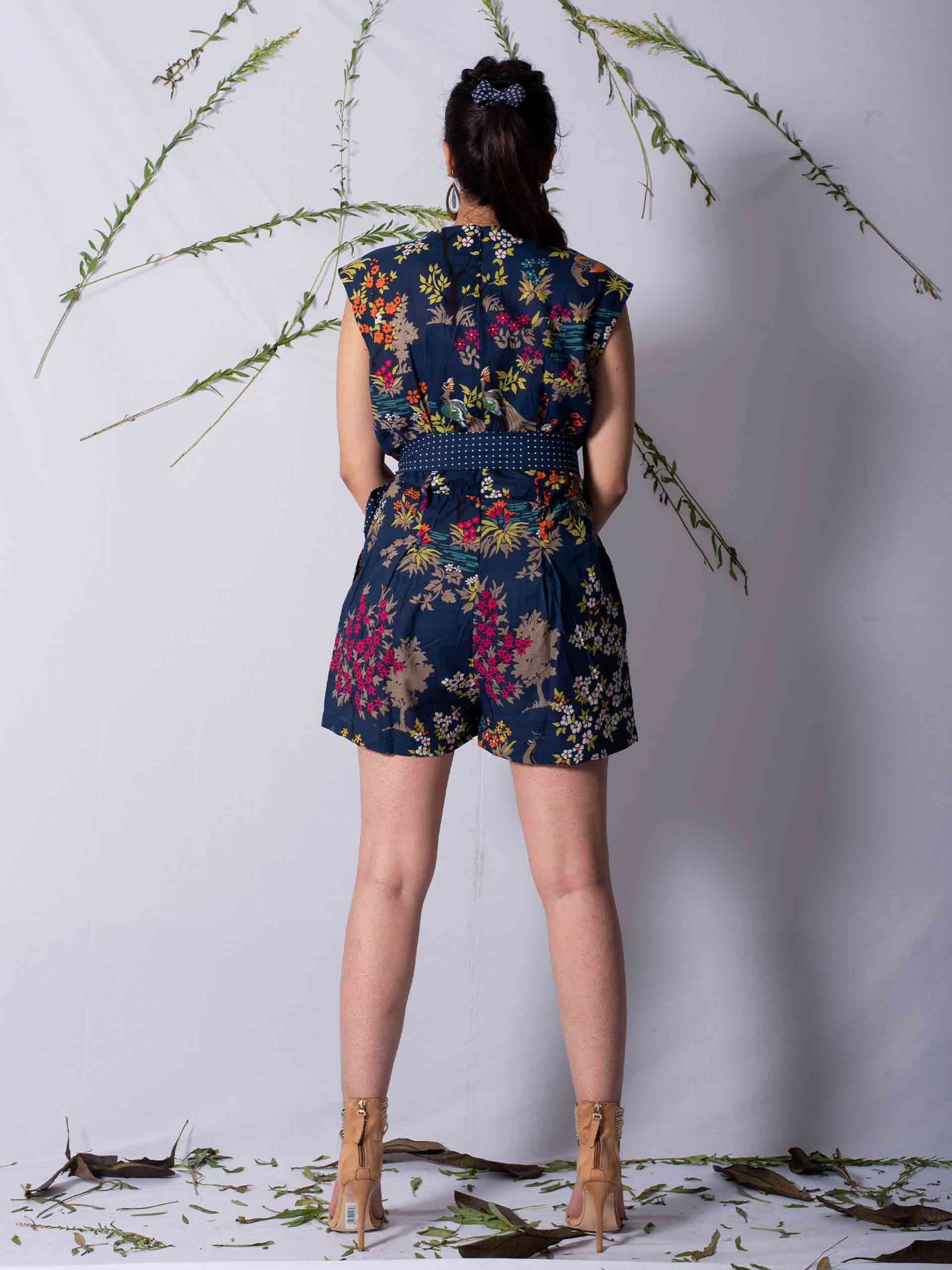 Deep Ocean - Cotton Short Jumpsuit