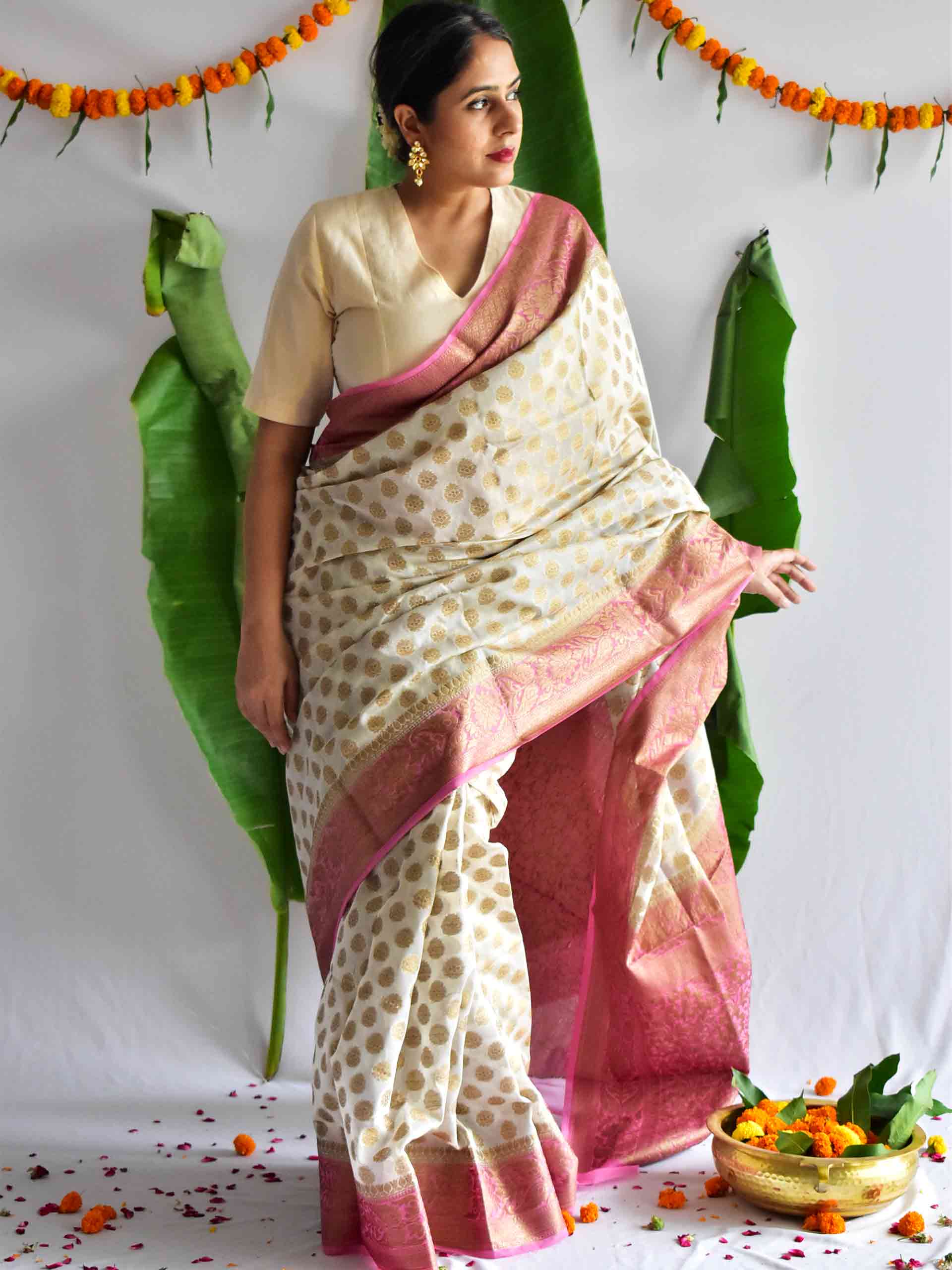 Pookkalam - Georgette zari saree