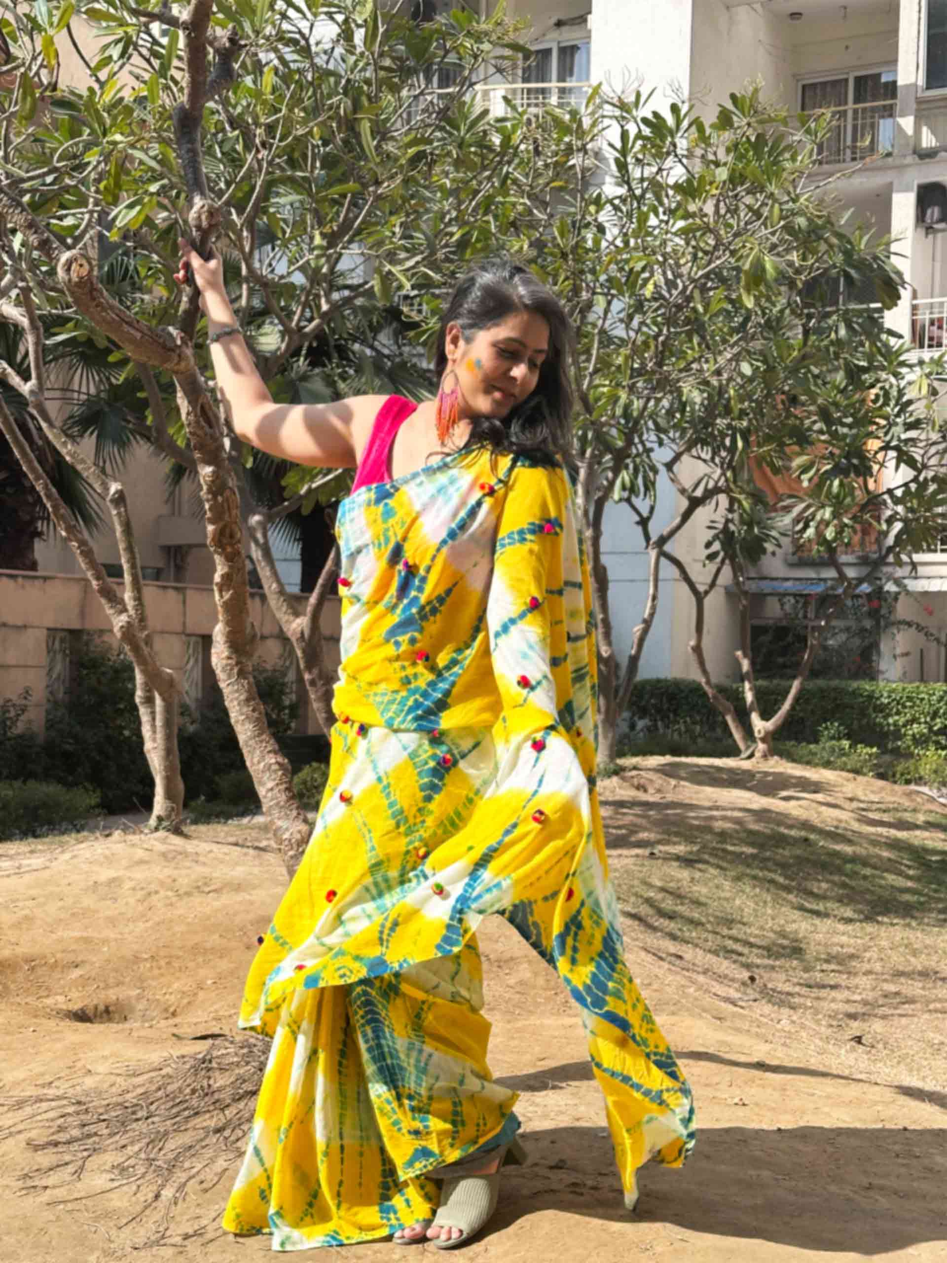 Rang Mahal - mul tie and dye saree