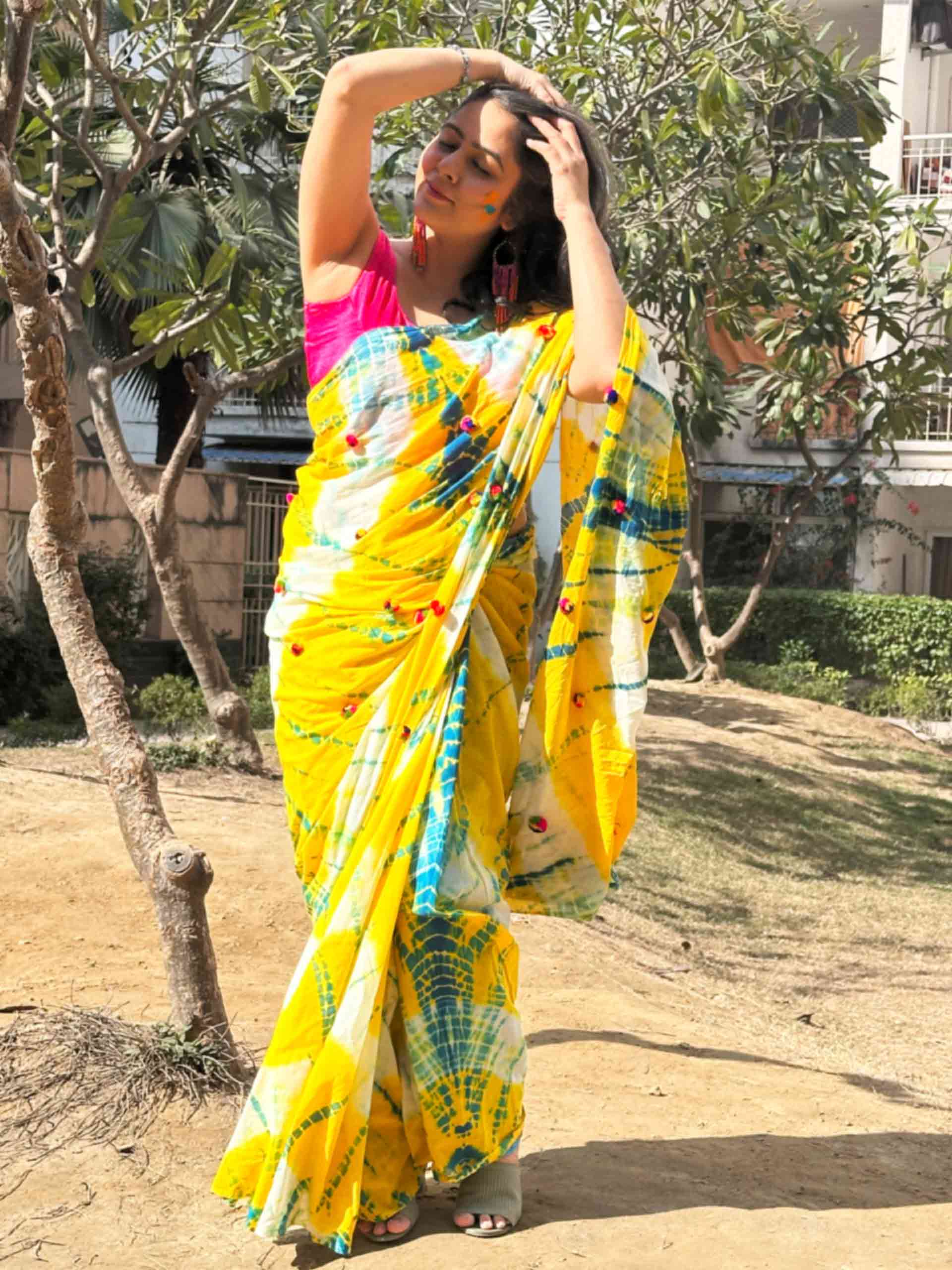 Rang Mahal - mul tie and dye saree