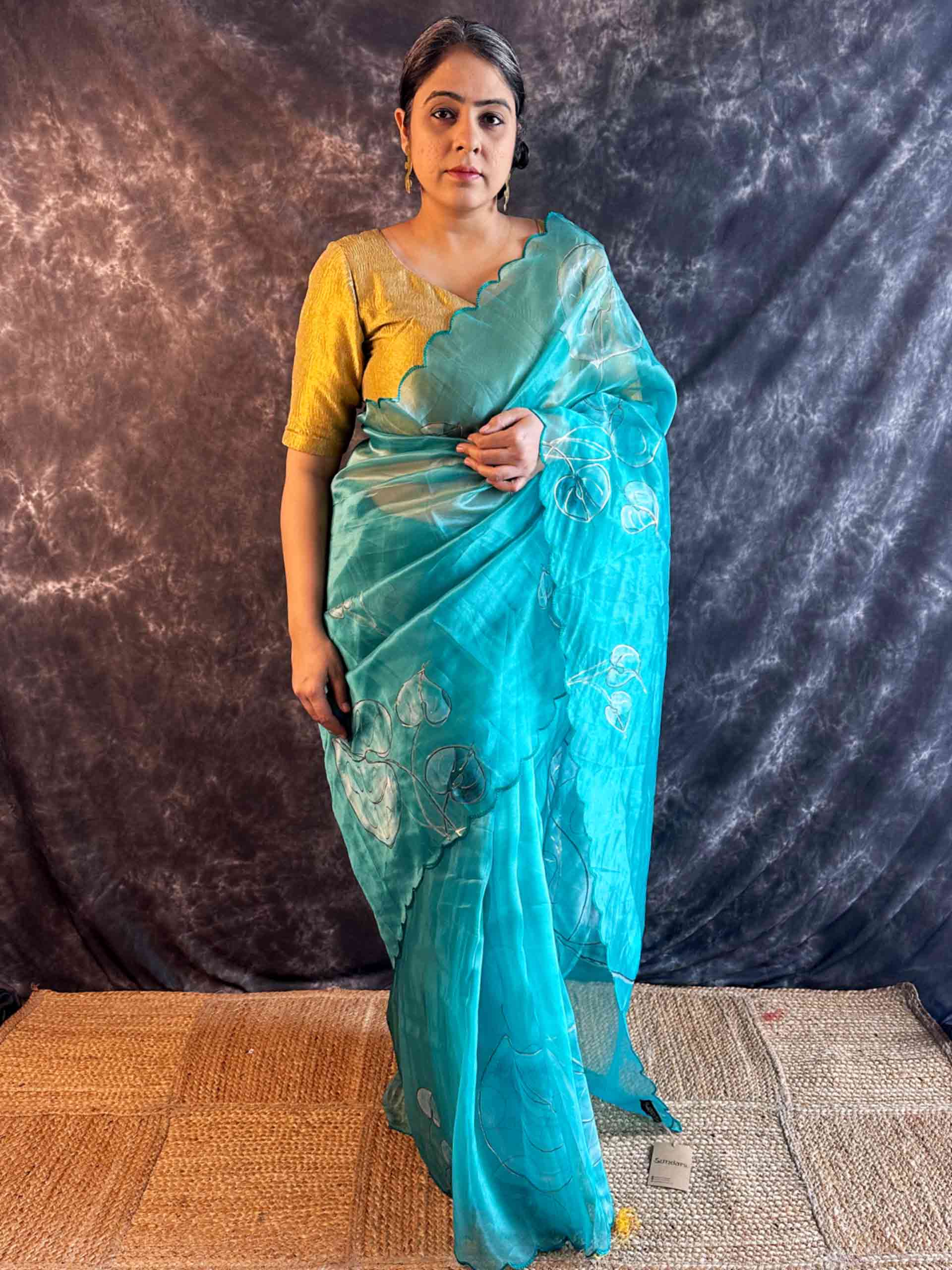 Fern - Hand Painted Organza Saree