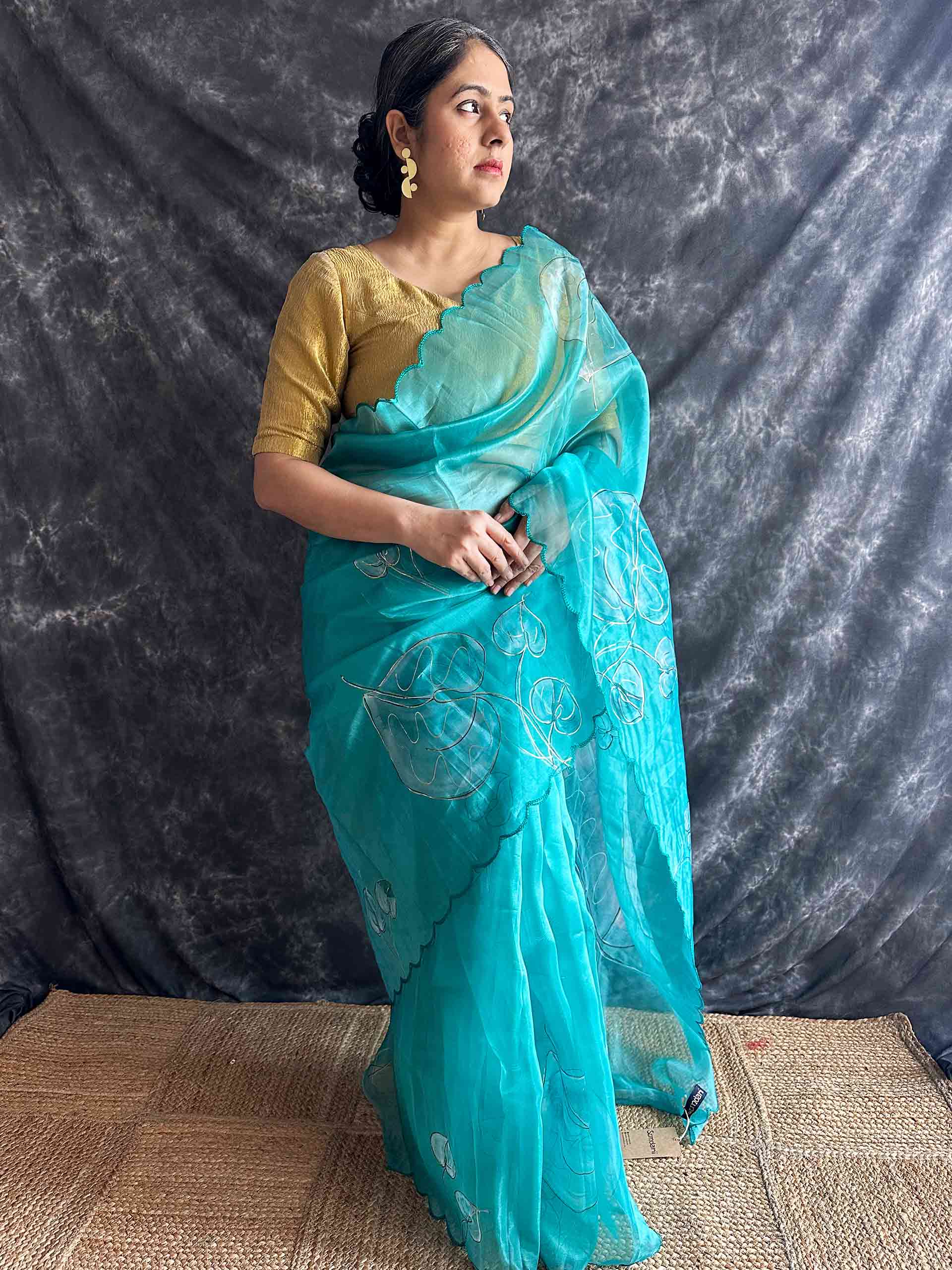 Fern - Hand Painted Organza Saree