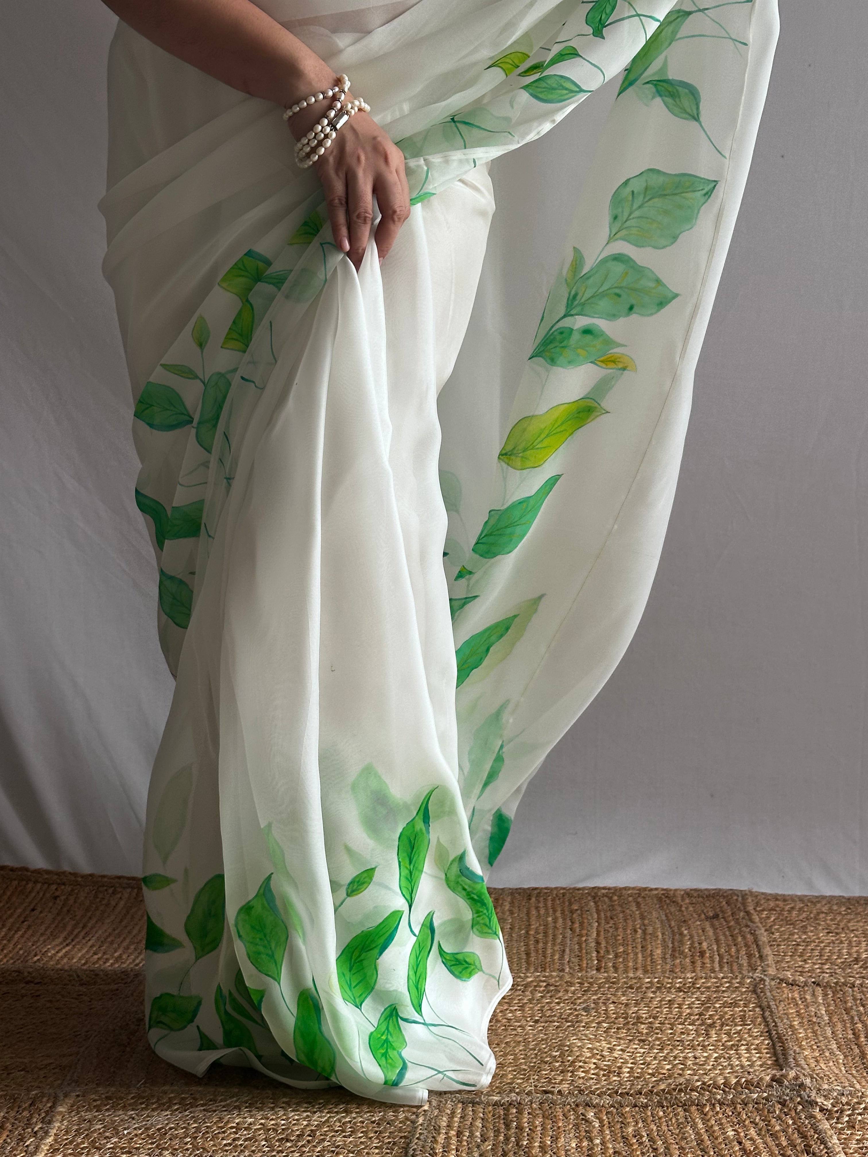 Pallavi - Hand print Organza Silk saree