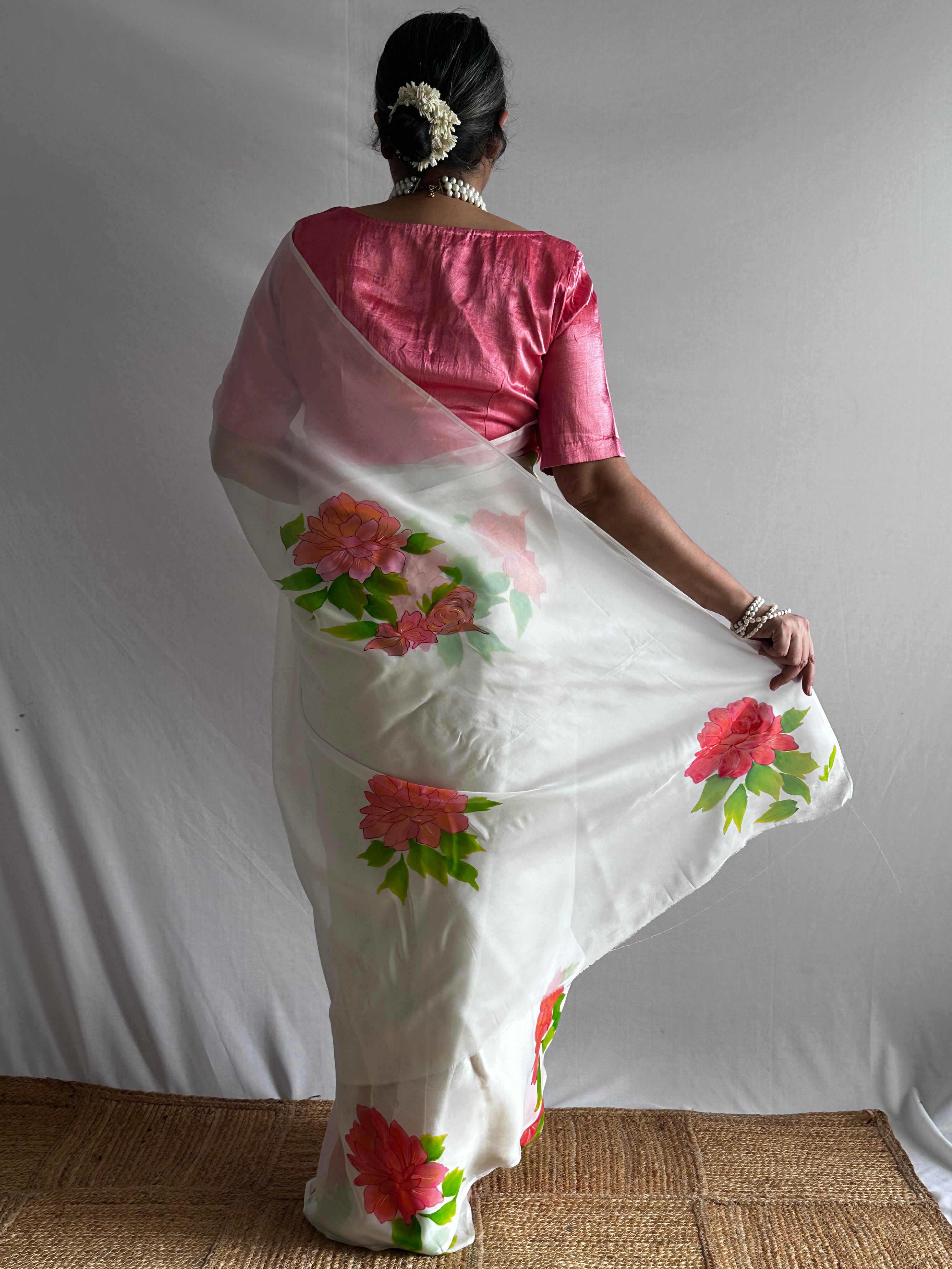 Vasantika - Hand print Organza Silk saree