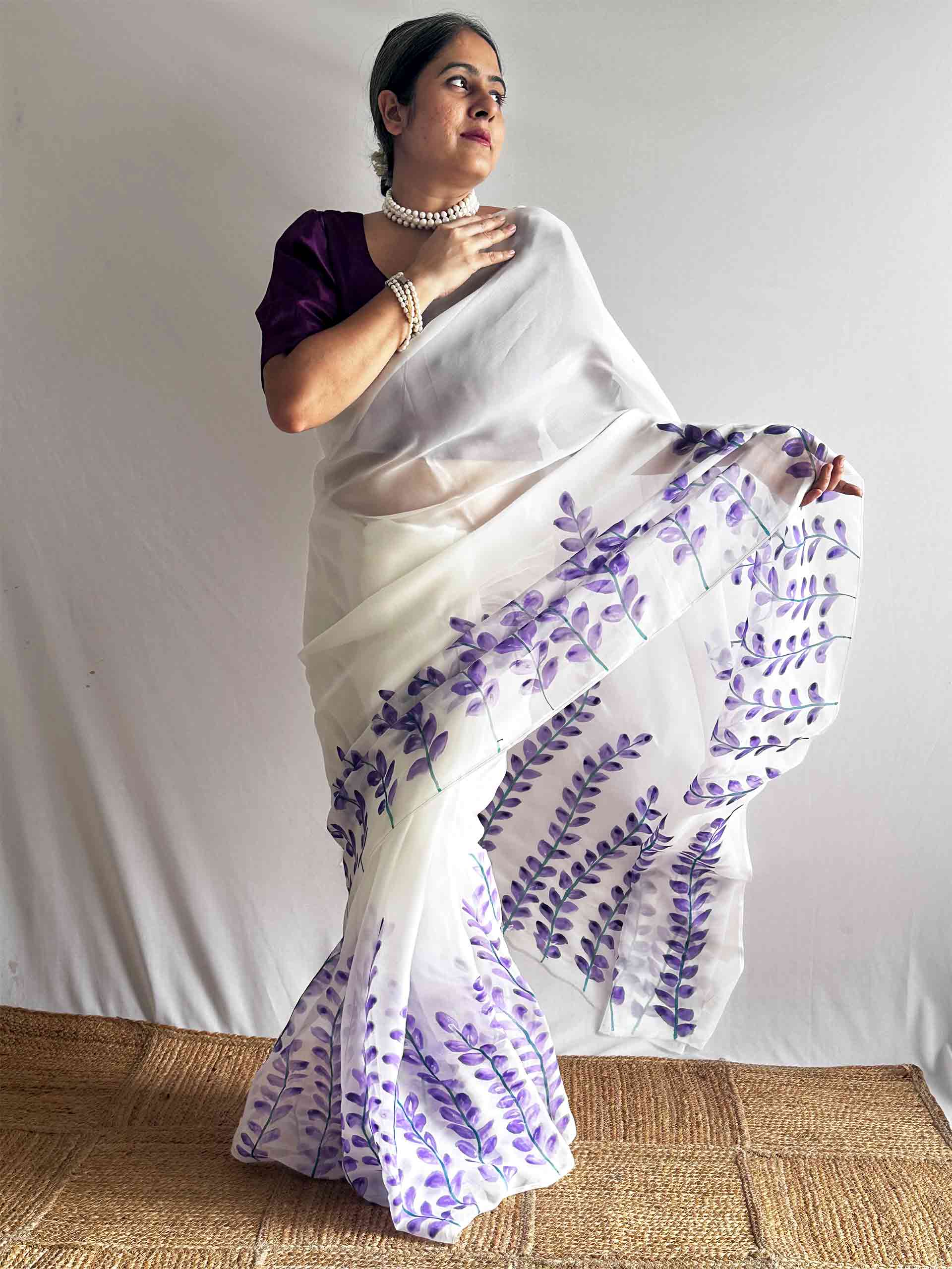 Madhumalti - Hand print Organza saree