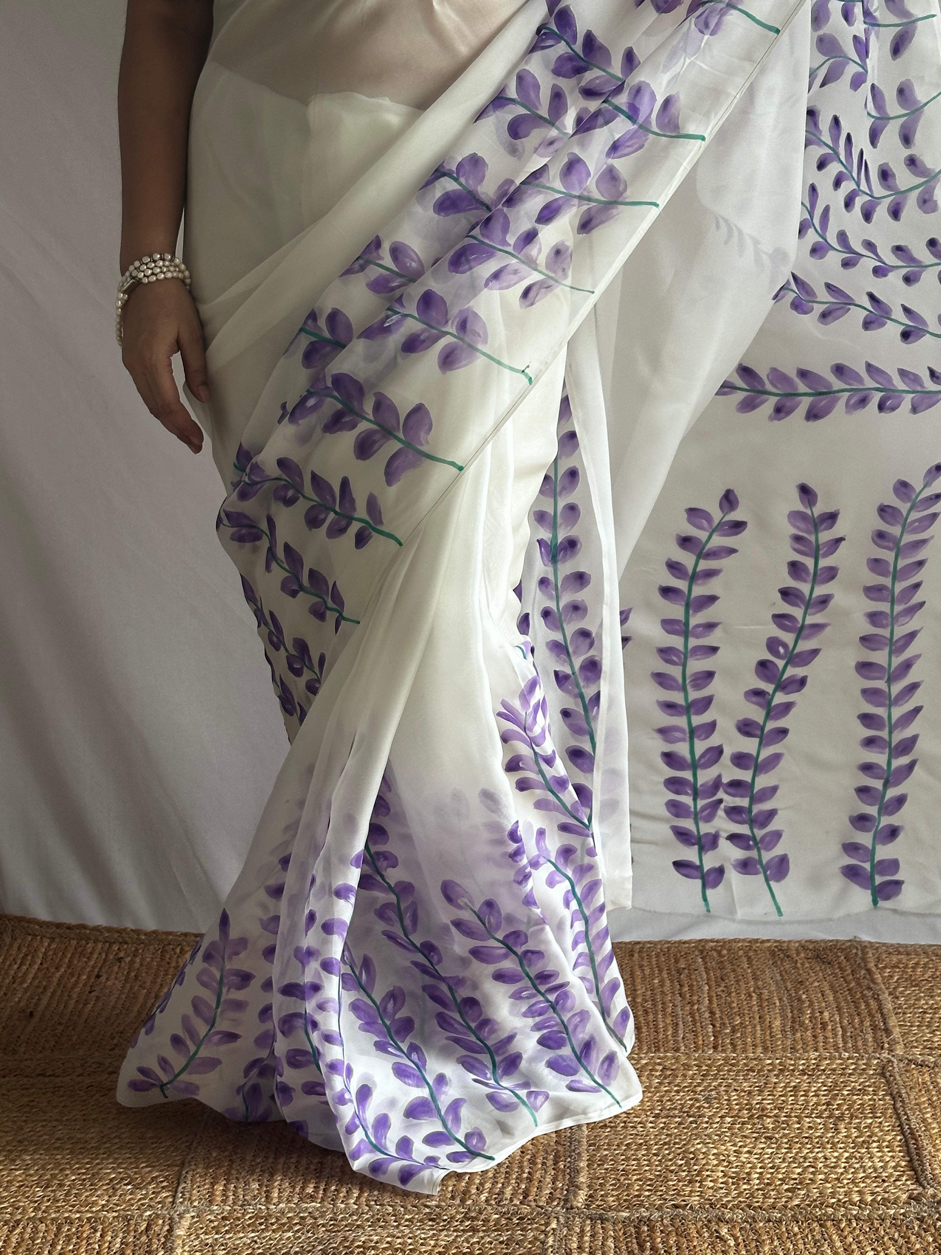 Madhumalti - Hand print Organza Silk saree